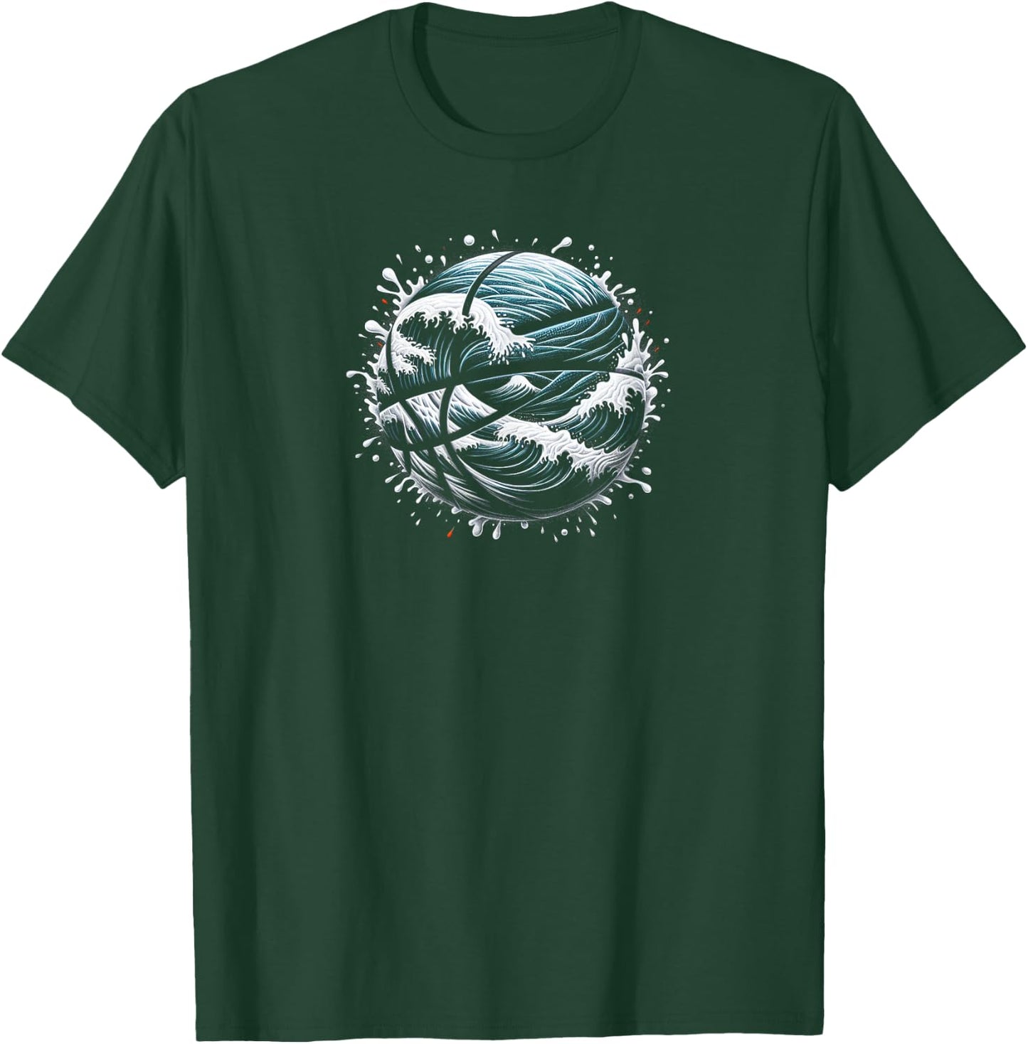 Foam and Waves Basketball Art Design T-Shirt - T-Shirt | Forest