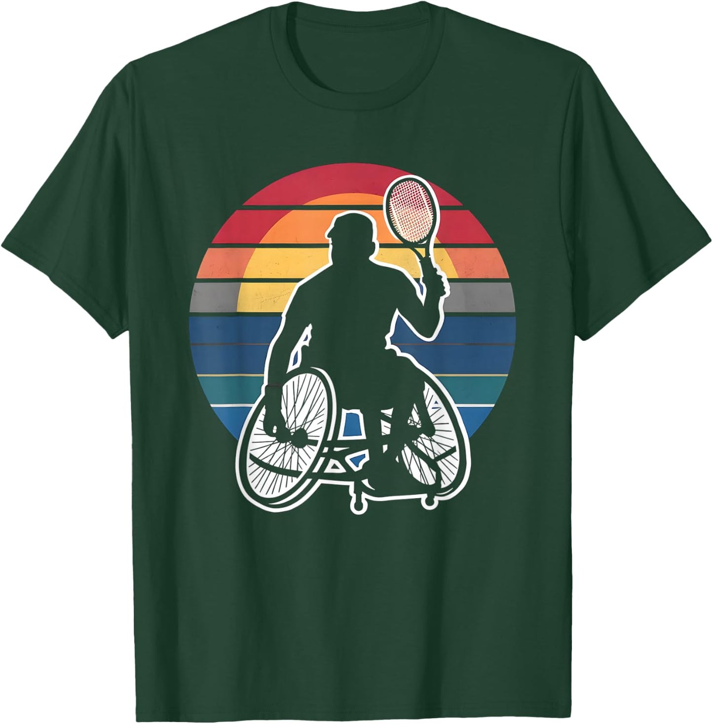 Retro Wheelchair Tennis T-Shirt - T-Shirt | Forest