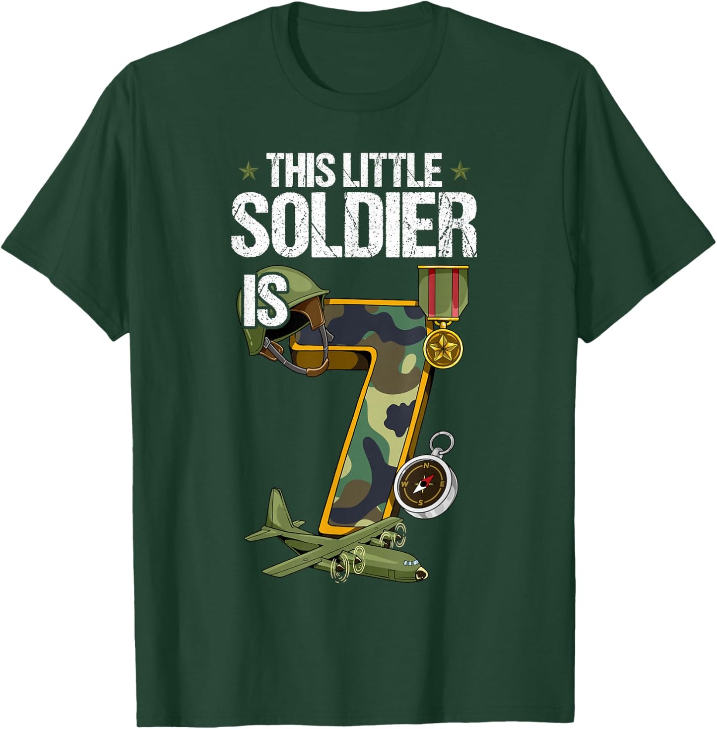 7th Birthday Army T-Shirt - T-Shirt | Forest