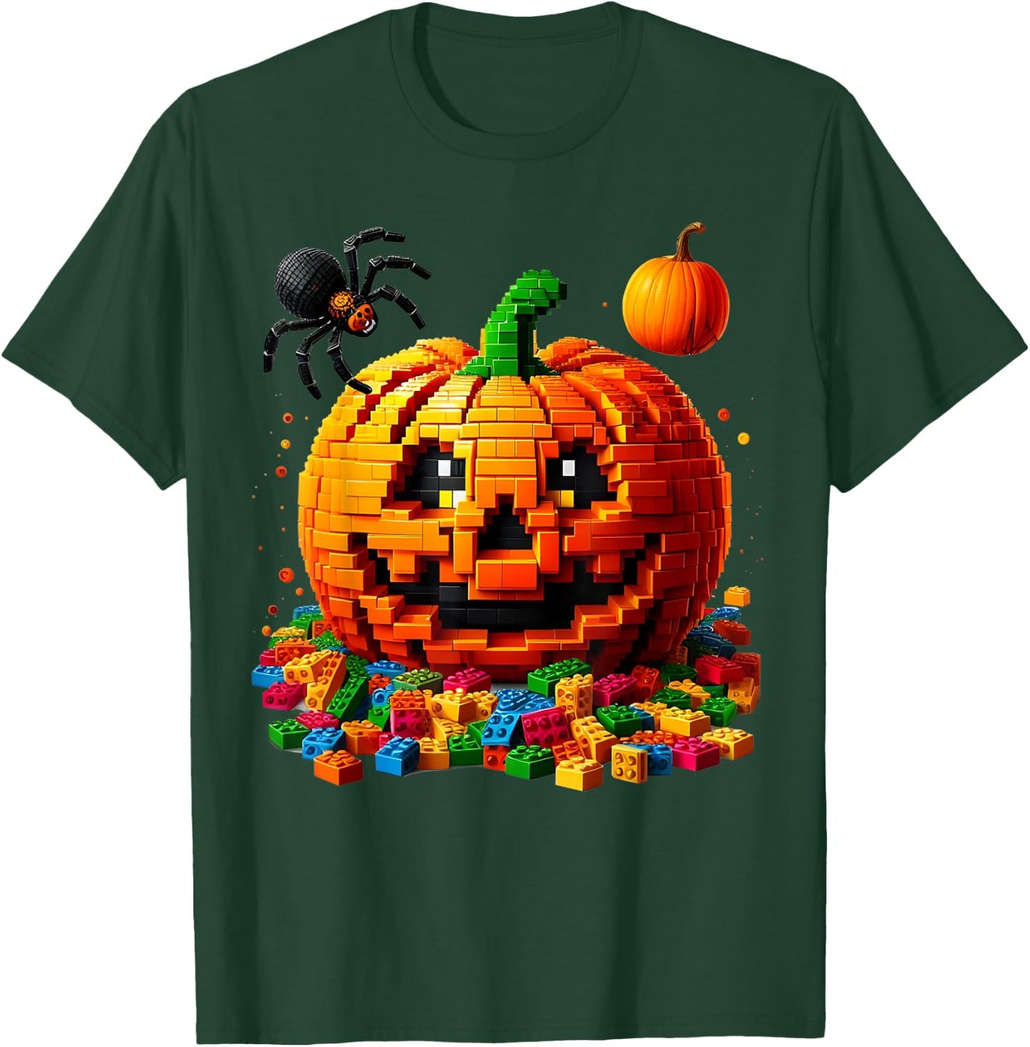 Master Builder Pumpkin Bricks Blocks Halloween Kids Boys Fun T-Shirt - T-Shirt | Forest