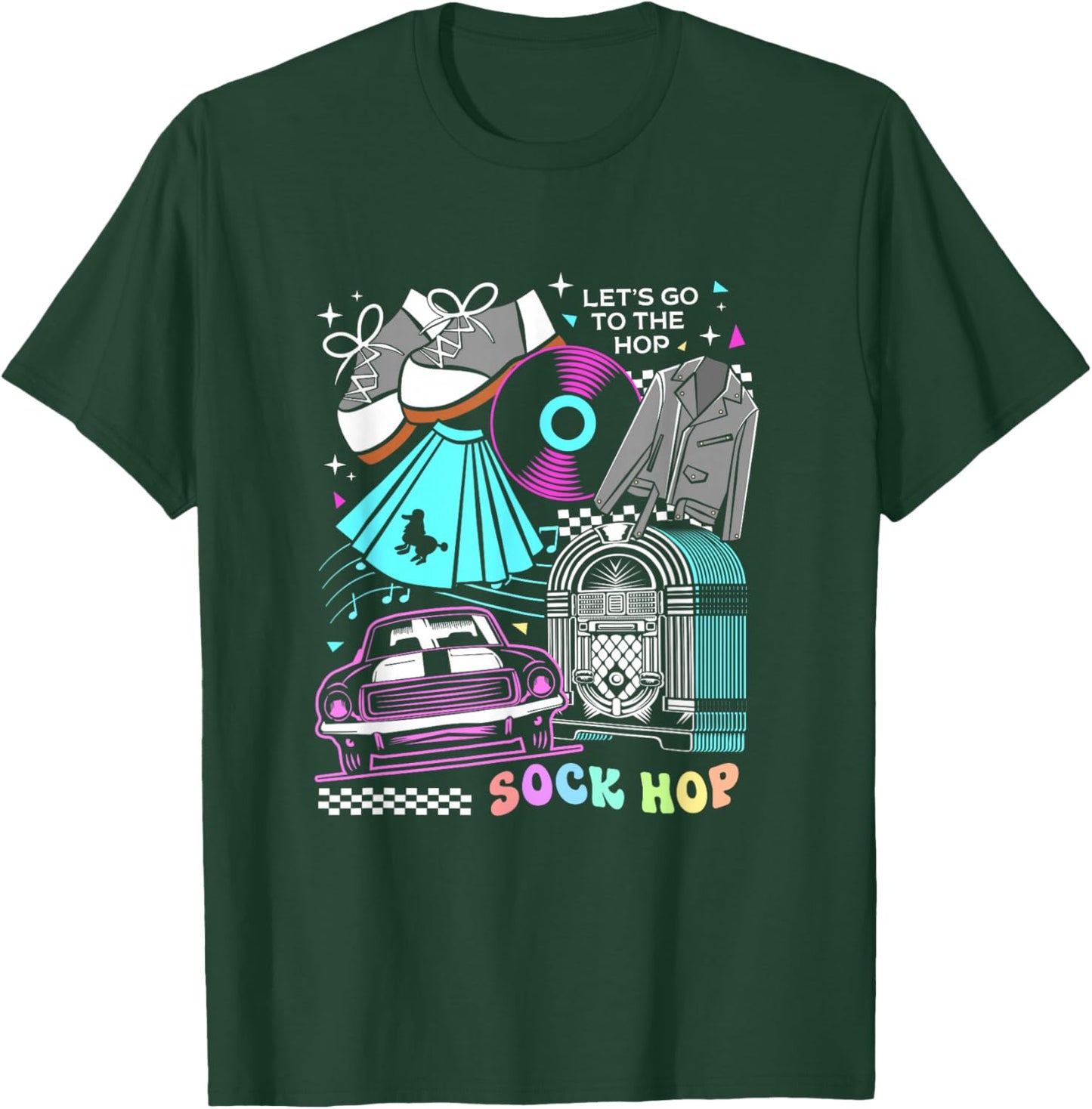 Lets Go To The Hop 50s Party Women Sock Hop T-Shirt - T-Shirt | Forest