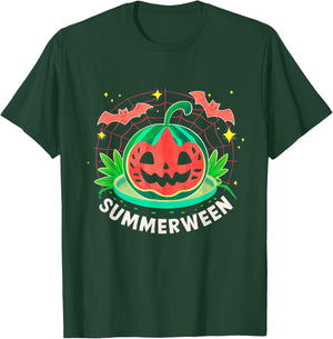 Summerween Summer Halloween Watermelon Pumpkin Vacation T-Shirt - T-Shirt | Forest