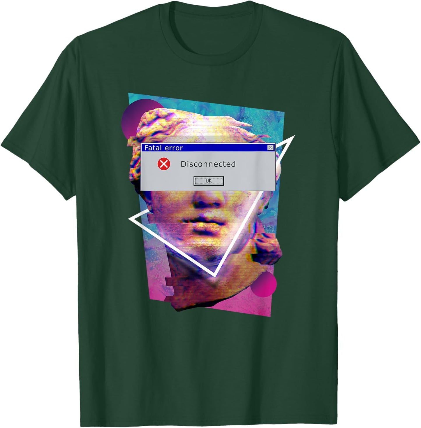 Fatal Error Disconnected Glitch Statue Vaporwave Retro 80s T-Shirt - T-Shirt | Forest