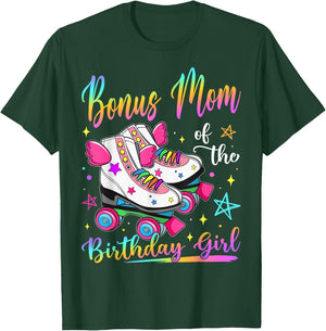Bonus Mom Of The Birthday Girl Rolling Skate Family Matching T-Shirt - T-Shirt | Forest