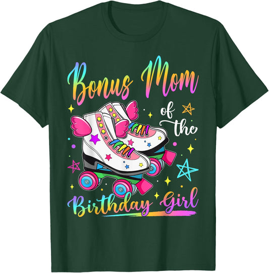Bonus Mom Of The Birthday Girl Rolling Skate Family Matching T-Shirt - T-Shirt | Forest