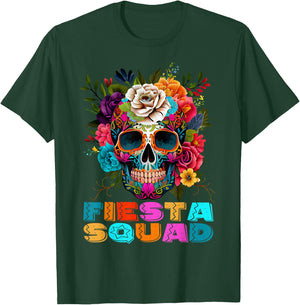 Funny Cinco De Mayo Shirts Fiesta Squad Mexican Skull Kids T-Shirt - T-Shirt | Forest