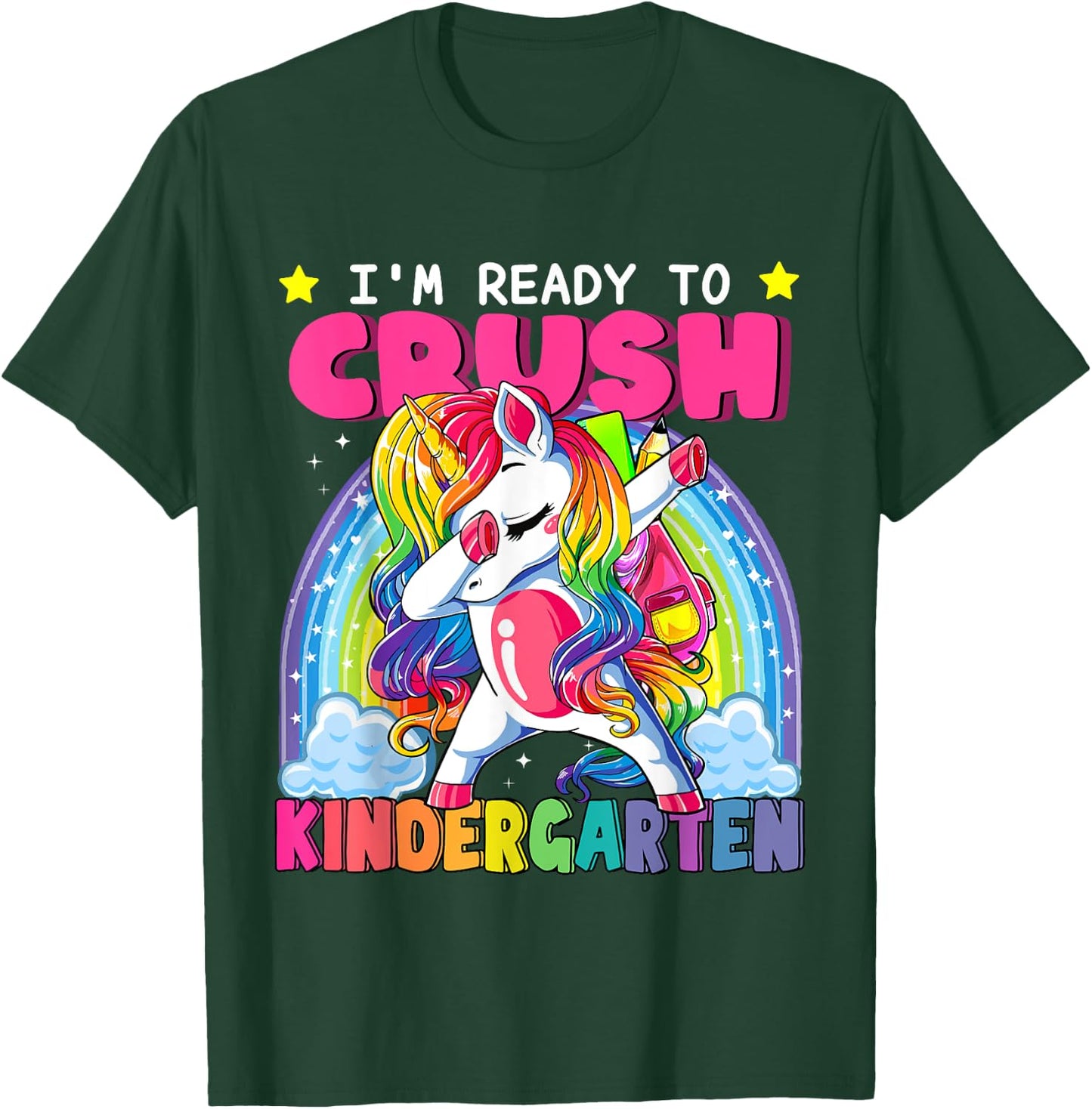 Back To School Unicorn I'm Ready To Crush Kindergarten Kid T-Shirt - T-Shirt | Forest