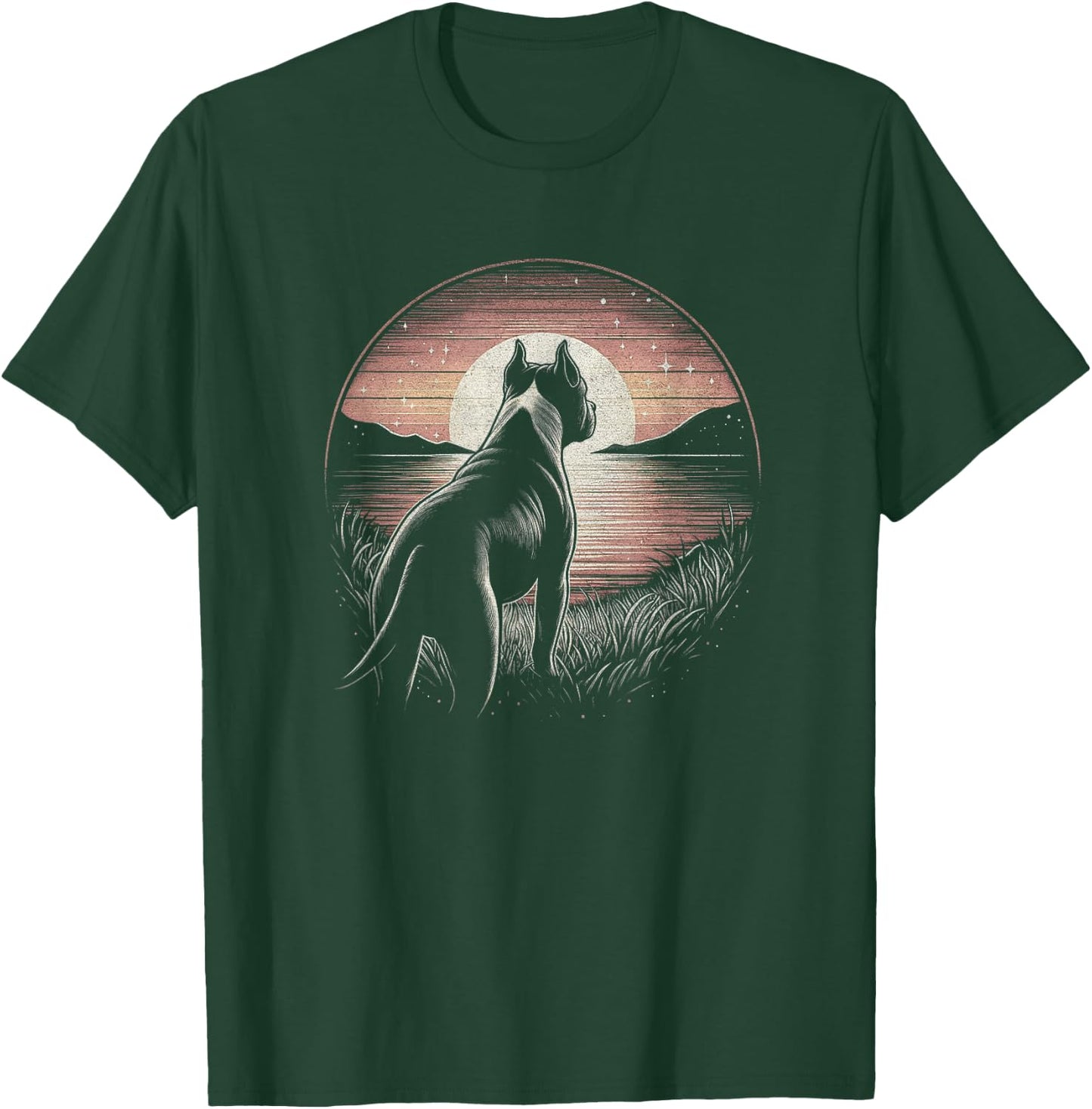 Vintage American Staffordshire Terrier Dog Art Design T-Shirt - T-Shirt | Forest
