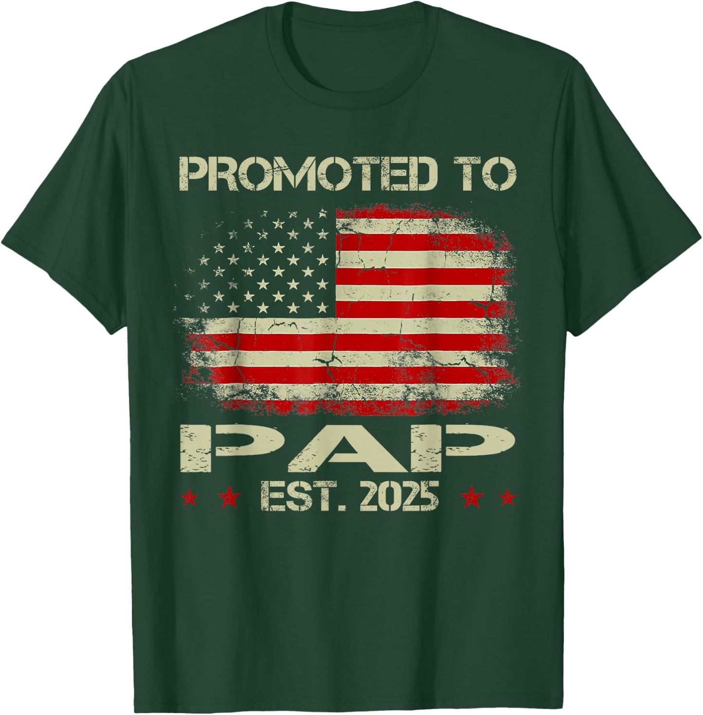 Promoted To Pap Est 2025 American Flag New Pap T-Shirt - T-Shirt | Forest