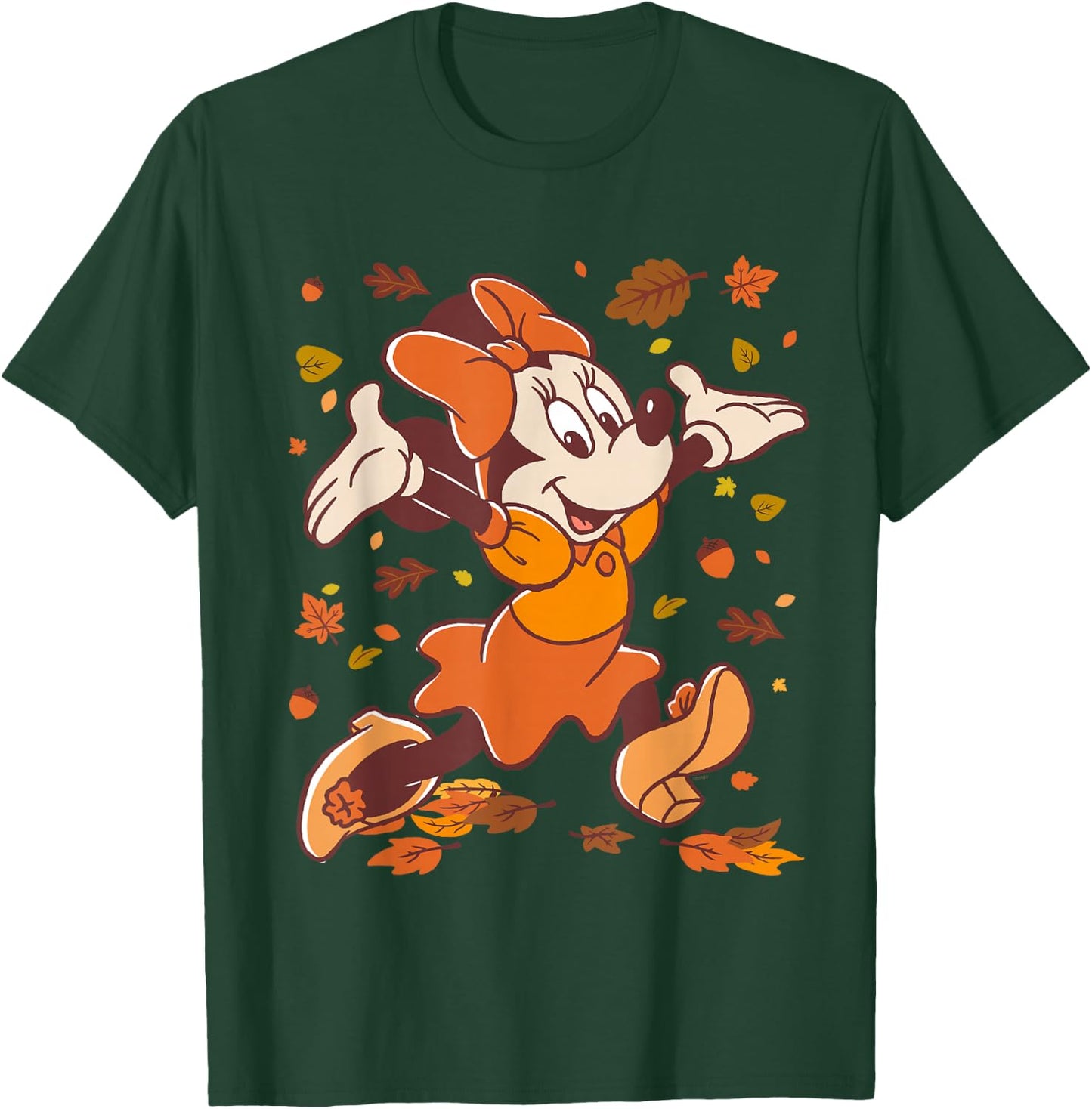 Disney Minnie Mouse Strolling Through Autumn Leaves Fall T-Shirt - T-Shirt | Forest