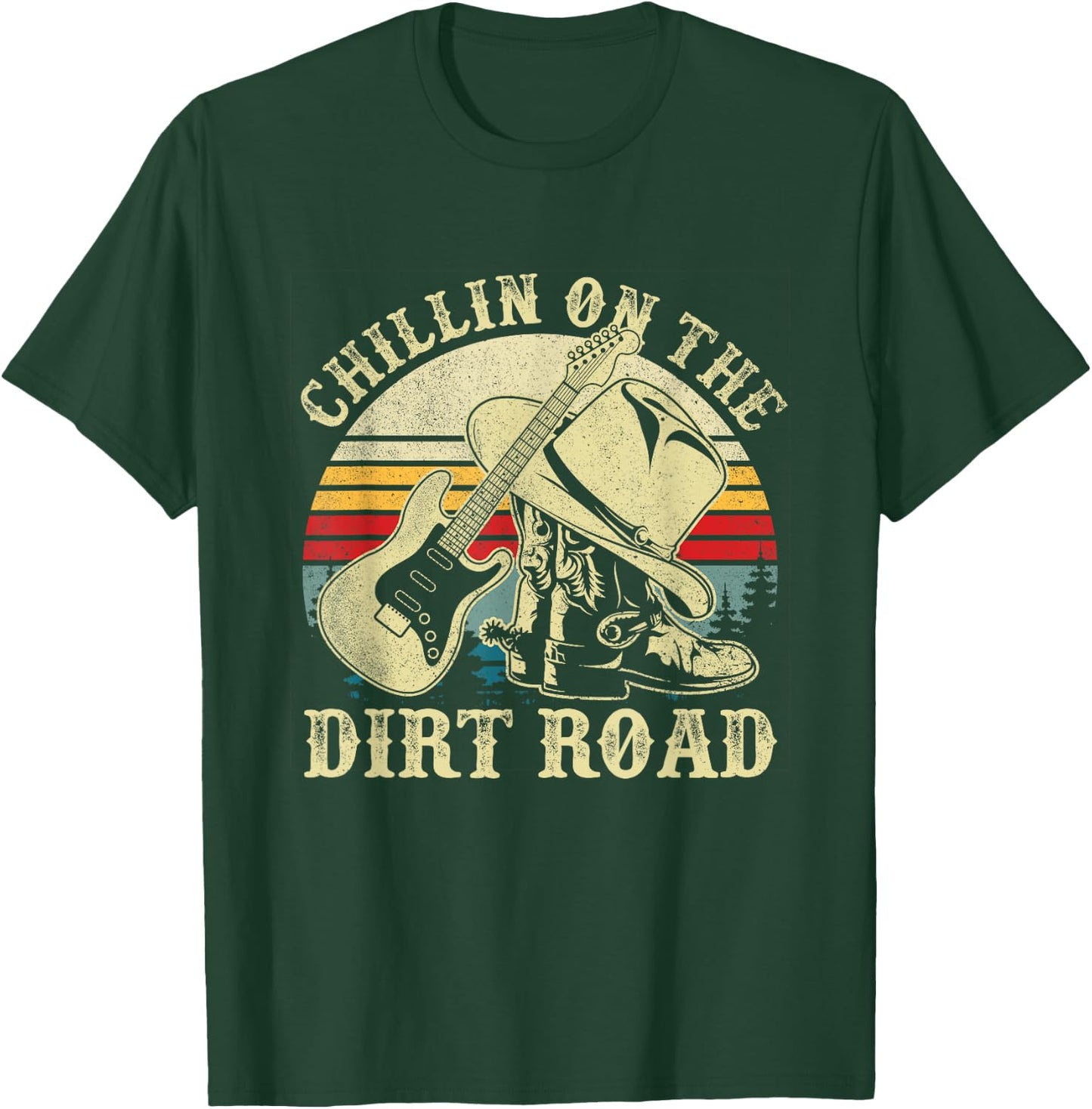Chillin On The Dirt Road Western Life Rodeo Country Music T-Shirt - T-Shirt | Forest