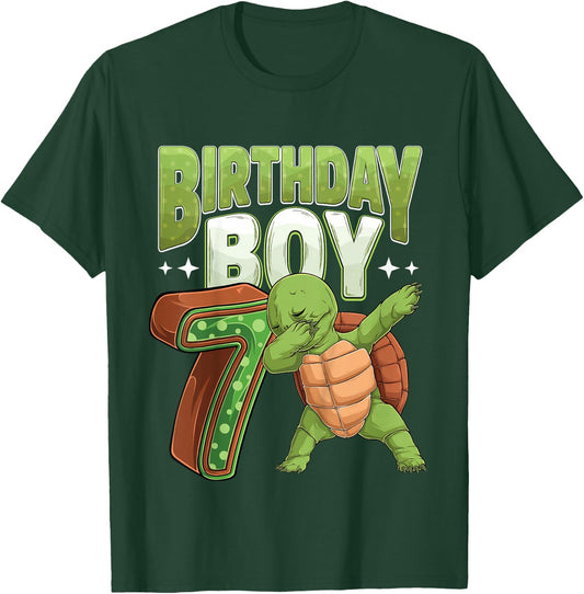 Kids 7 year old Turtle animal lovers 7th Birthday Boy T-Shirt - T-Shirt | Forest