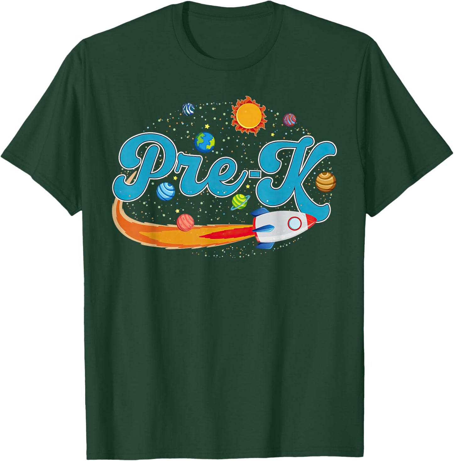 Pre K Teacher Outer Space System Planets Kindergarten T-Shirt - T-Shirt | Forest
