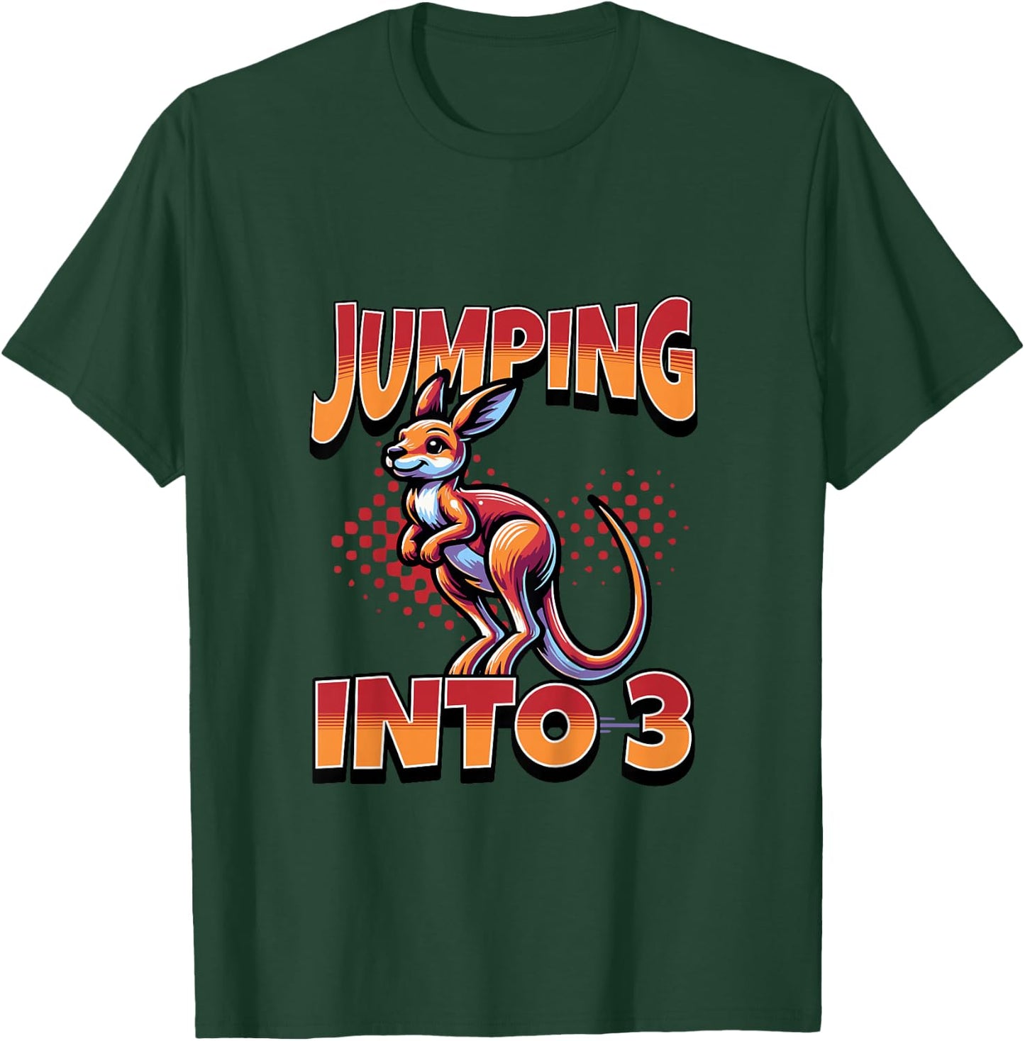 Kangaroo Jumping Into 3 Year Old 3rd Birthday Boy Girl T-Shirt - T-Shirt | Forest
