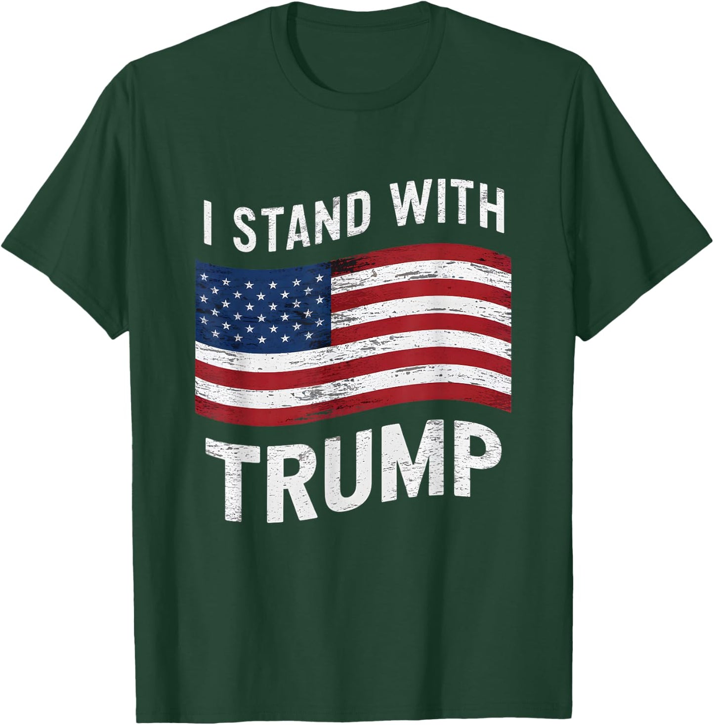 I Stand With Trump American Flag Men Woman USA Vintage T-Shirt - T-Shirt | Forest
