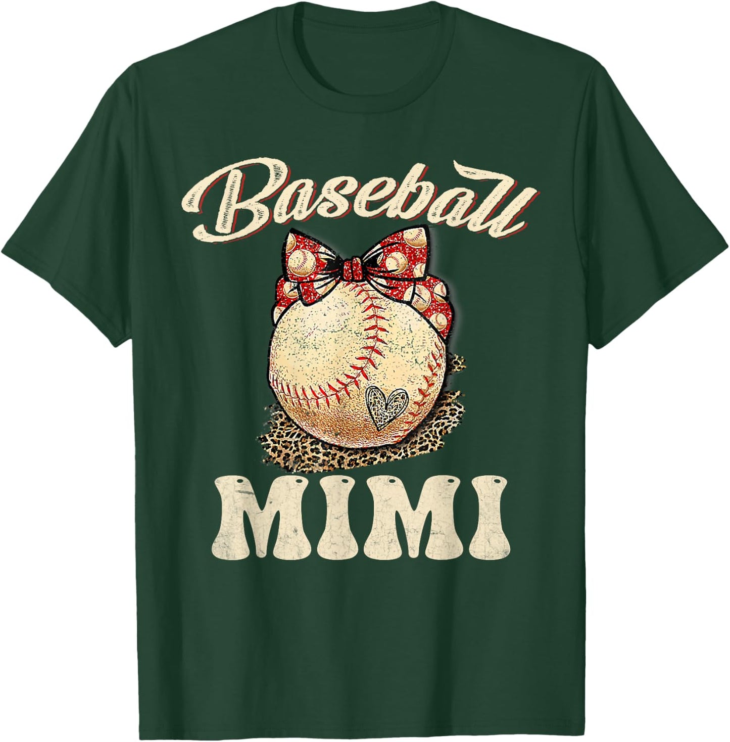 Softball Baseball Mimi Shirt Leopard Mother's Day Gifts T-Shirt - T-Shirt | Forest