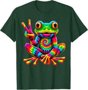 Tie-Dye Frog Peace Sign Hippie T-Shirt - T-Shirt | Forest