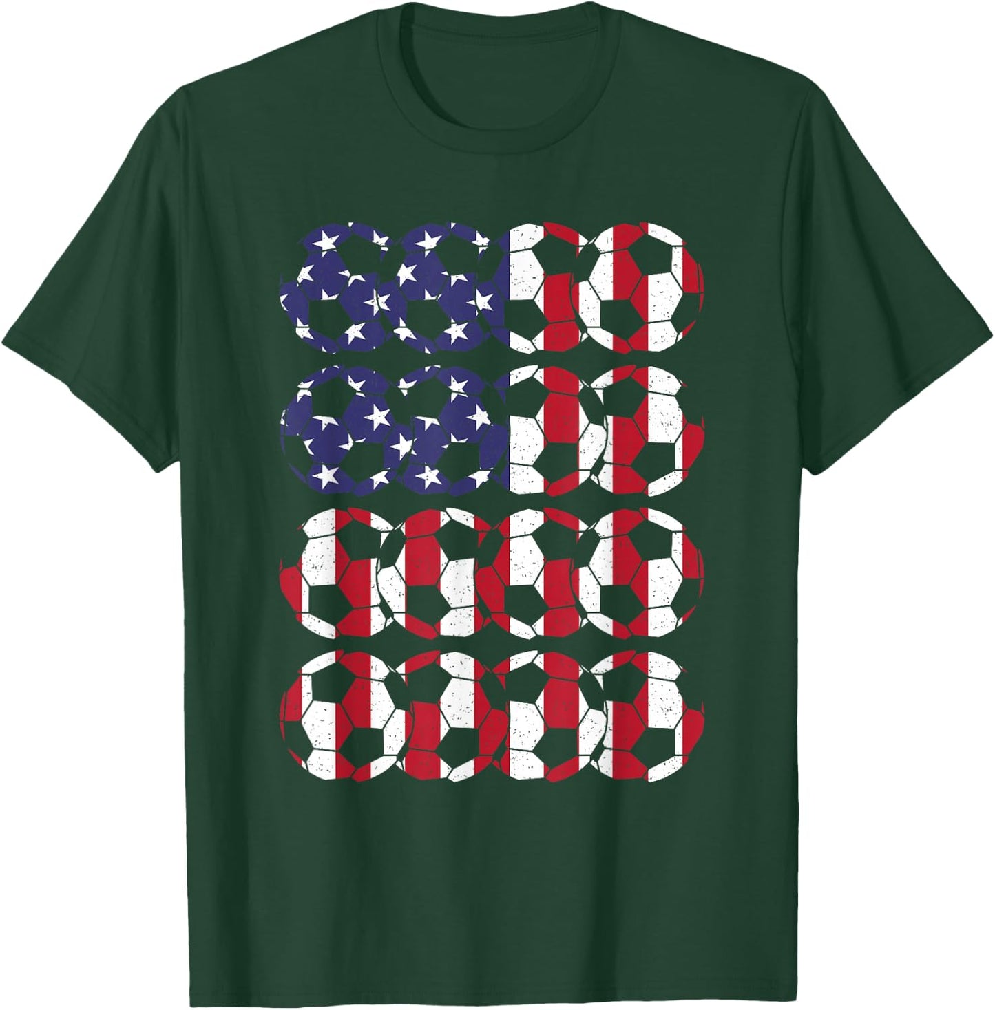 American Flag Soccer Ball Soccer Player Men Women Kids T-Shirt - T-Shirt | Forest