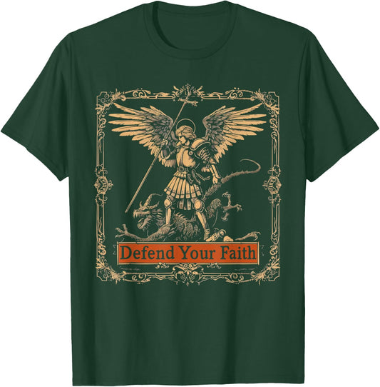 Archangel Catholic Religion Christianity Guardian Angel T-Shirt - T-Shirt | Forest