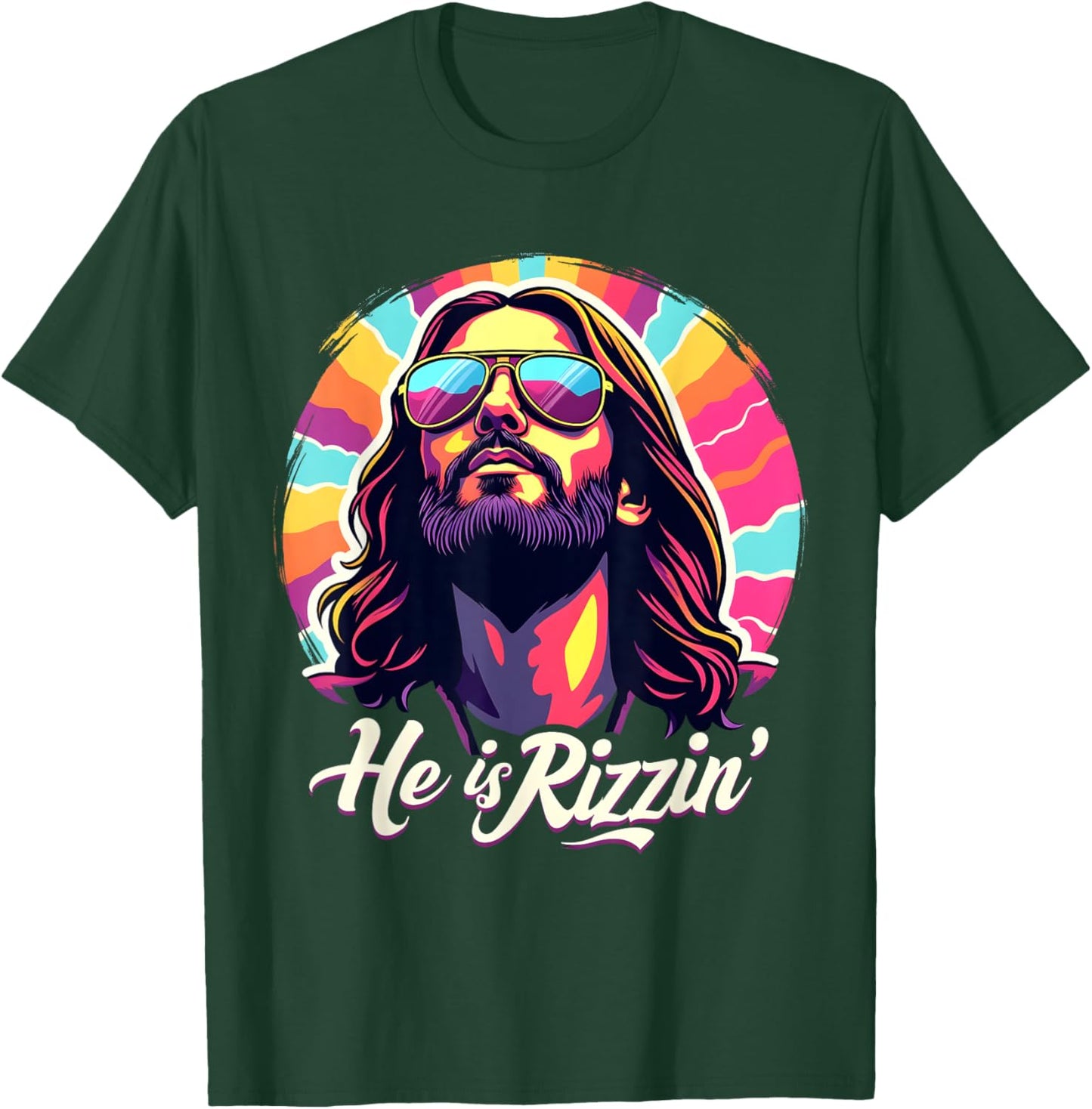 Retro Vintage Jesus Christian He Is Rizzin' Jesus Is Rizzen T-Shirt - T-Shirt | Forest