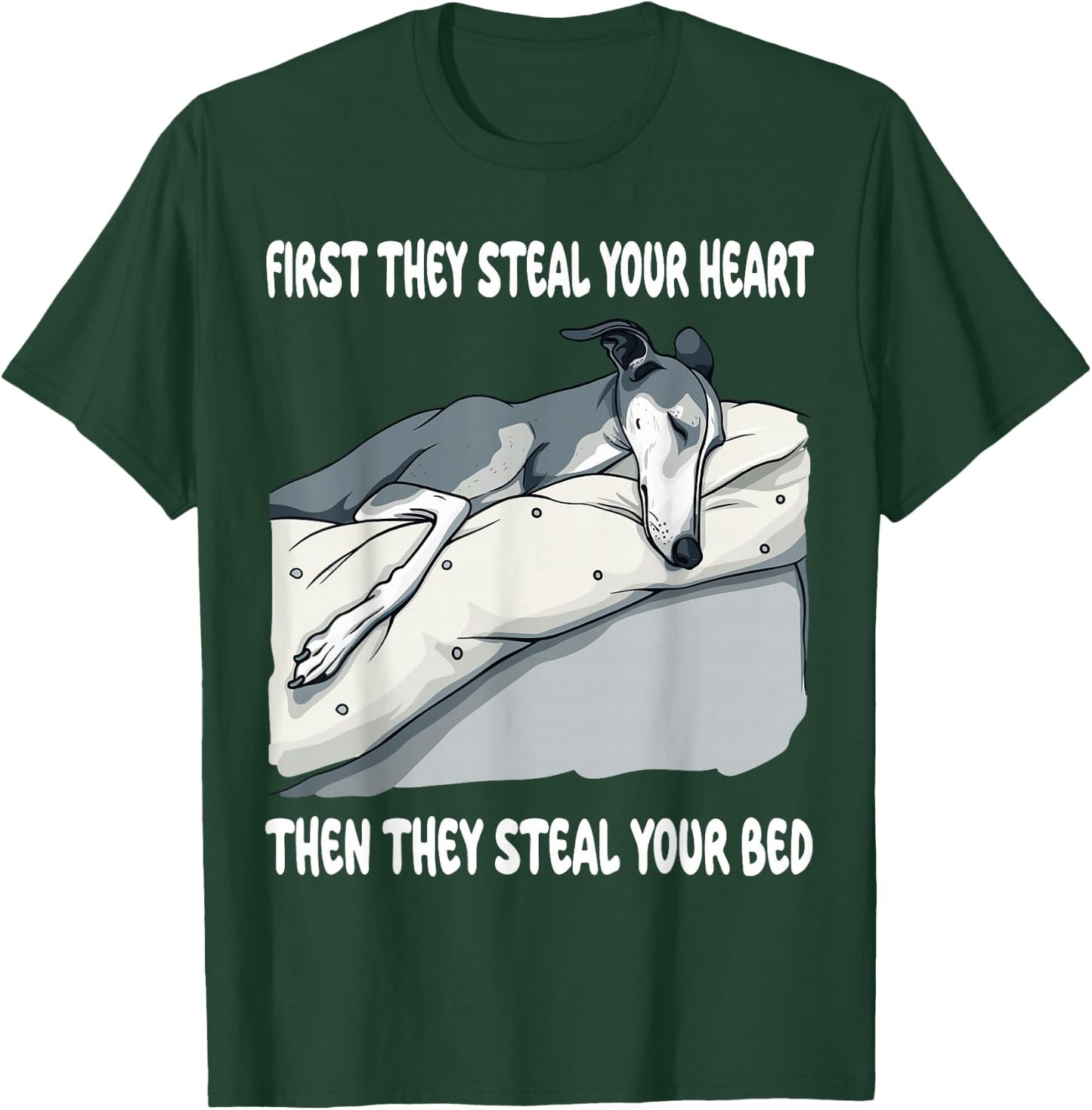 Greyhound Sleeping Pajamas Nightgown T-Shirt - T-Shirt | Forest