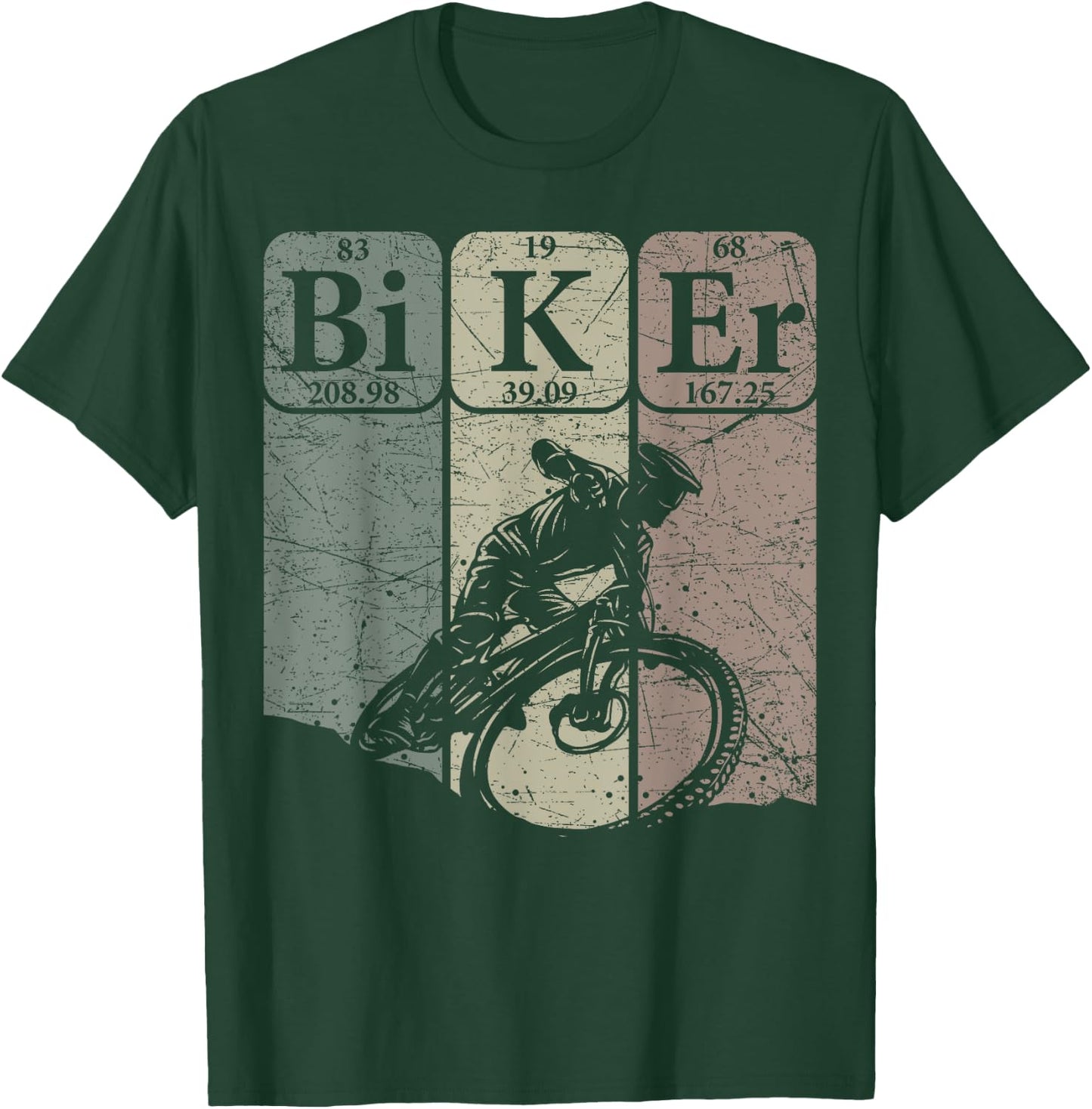 Mountain Biker Periodic Table Elements MTB Bike Nerd Vintage T-Shirt - T-Shirt | Forest