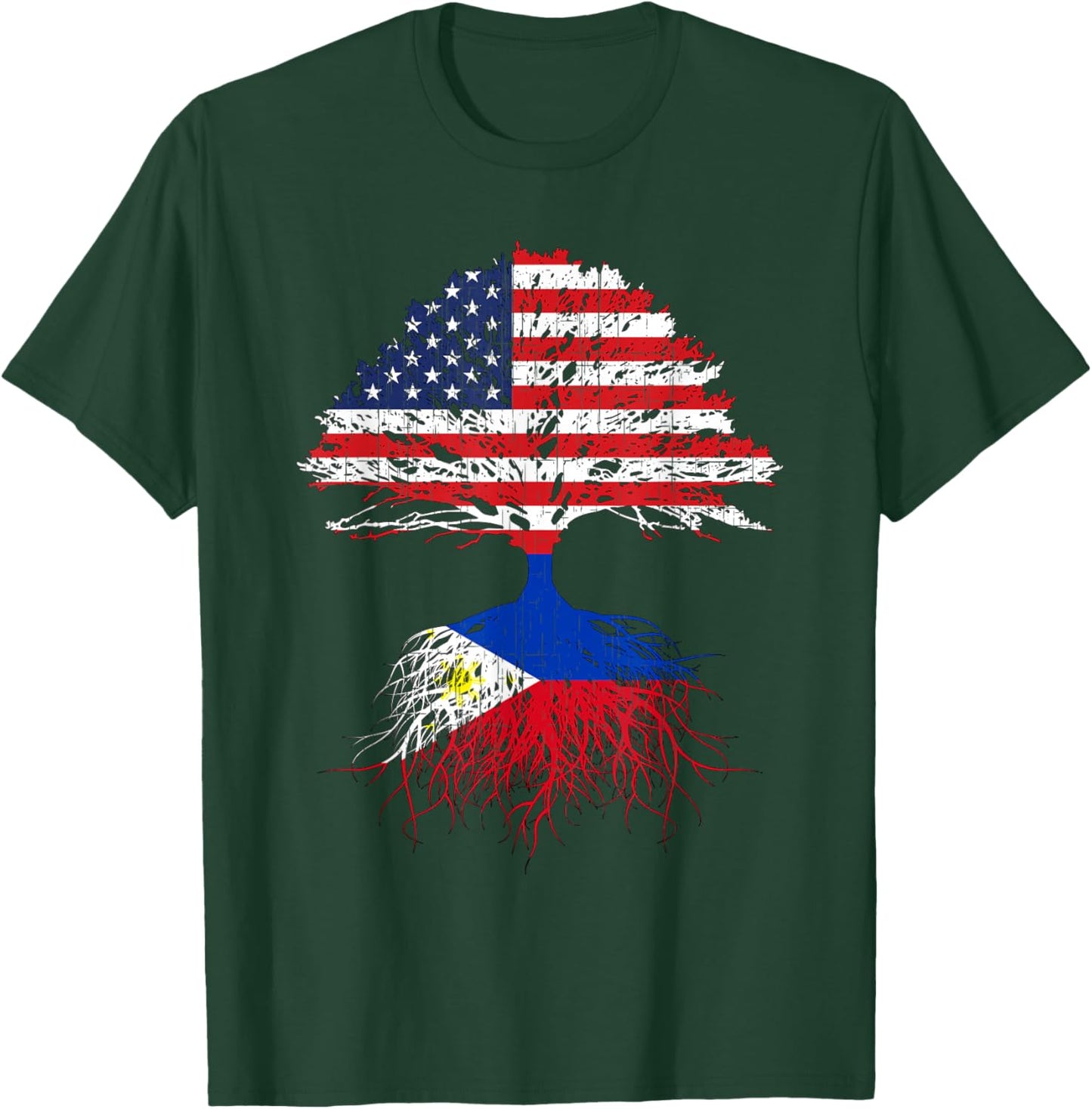 Filipino Roots American Grown Philippines Flag Shirt Gift T-Shirt - T-Shirt | Forest