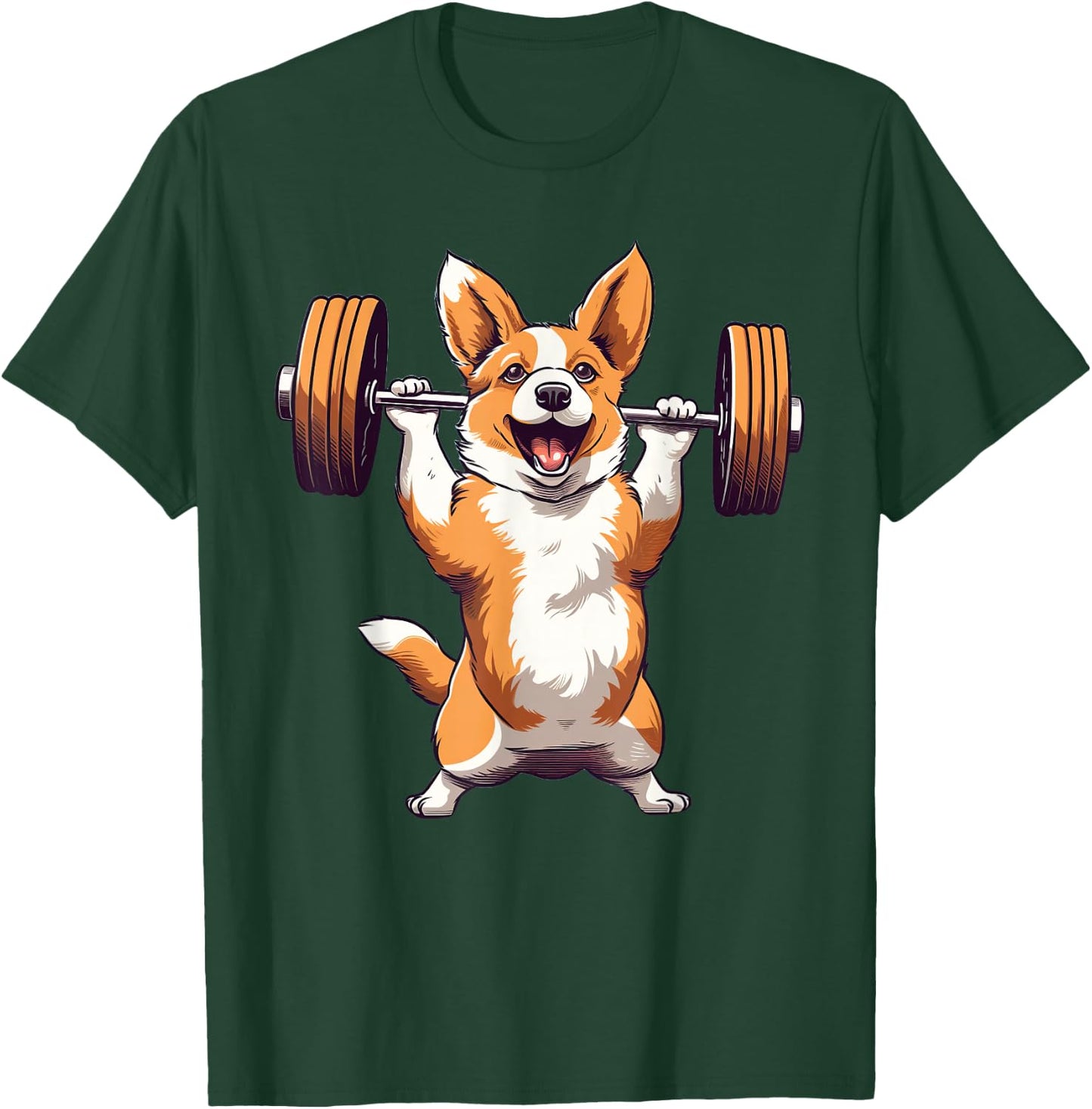 Corgi Dog Powerlifting Weightlifting Gym Workout T-Shirt - T-Shirt | Forest