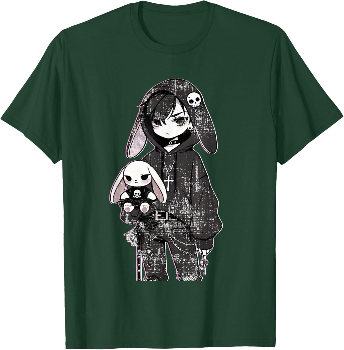 Grunge Bunny Anime Gothic Girl Aesthetic E-Girl Vibes Style T-Shirt - T-Shirt | Forest