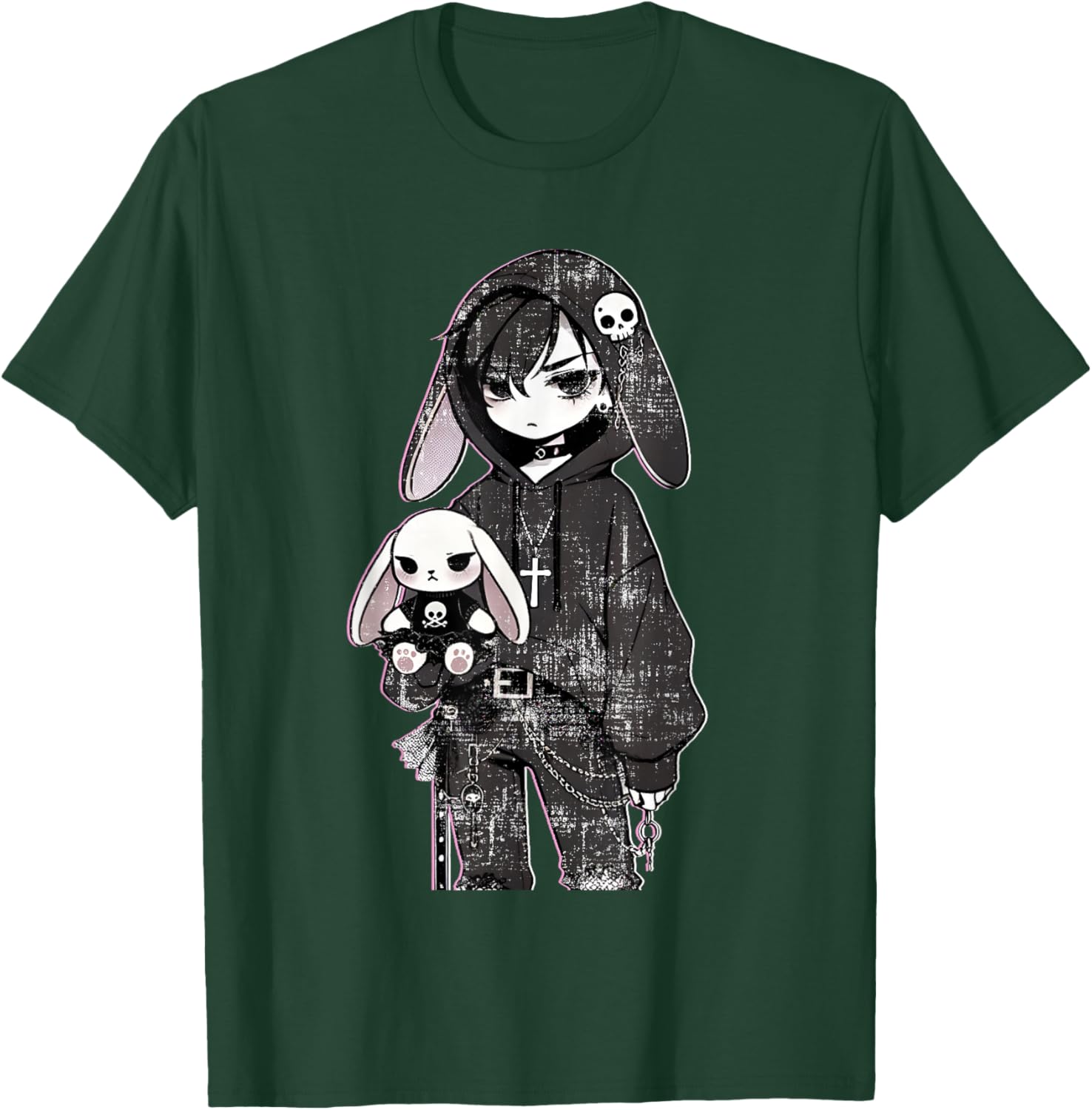Grunge Bunny Anime Gothic Girl Aesthetic E-Girl Vibes Style T-Shirt - T-Shirt | Forest