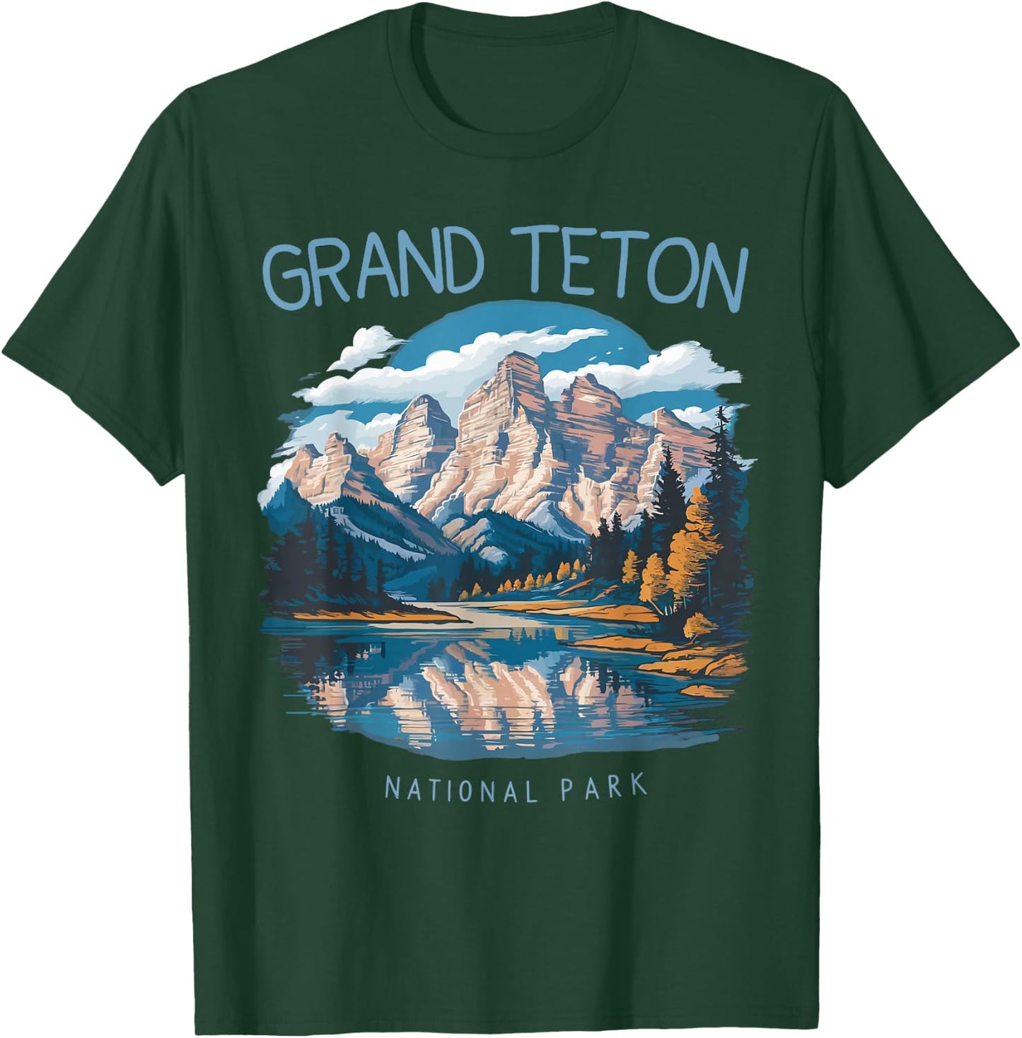 Retro Grand Teton Jenny Lake National Park Vintage Men Women T-Shirt - T-Shirt | Forest