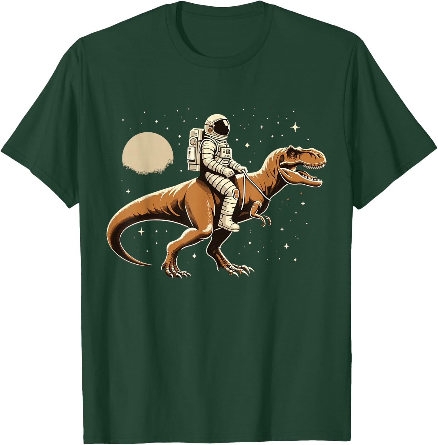 Astronaut Riding T-Rex Dinosaur Astro Space T-Shirt - T-Shirt | Forest