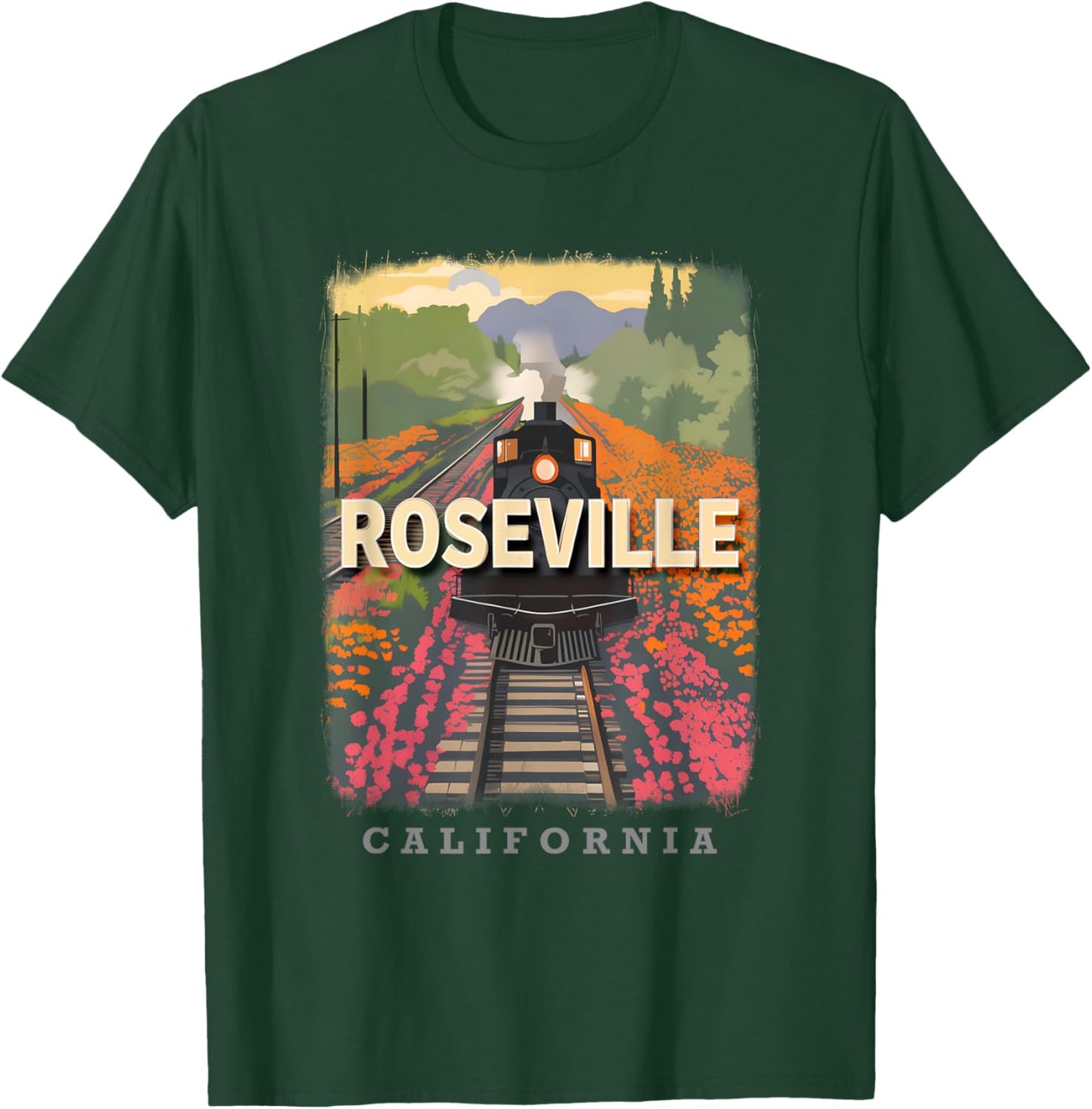 Roseville California CA Historic Railroads SD234 T-Shirt - T-Shirt | Forest