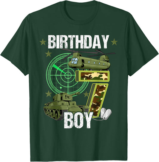 7th Birthday Army T-Shirt - T-Shirt | Forest