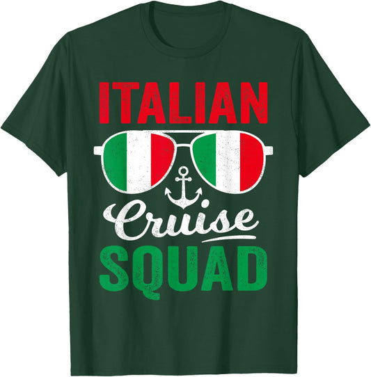 Italian Cruise Squad 2026 Retro Matching Family Italy Cruise T-Shirt - T-Shirt | Forest
