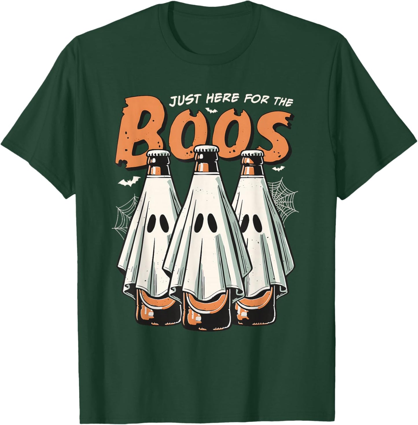 Here for the Boos Halloween Booze Ghost Beer Bottles T-Shirt - T-Shirt | Forest