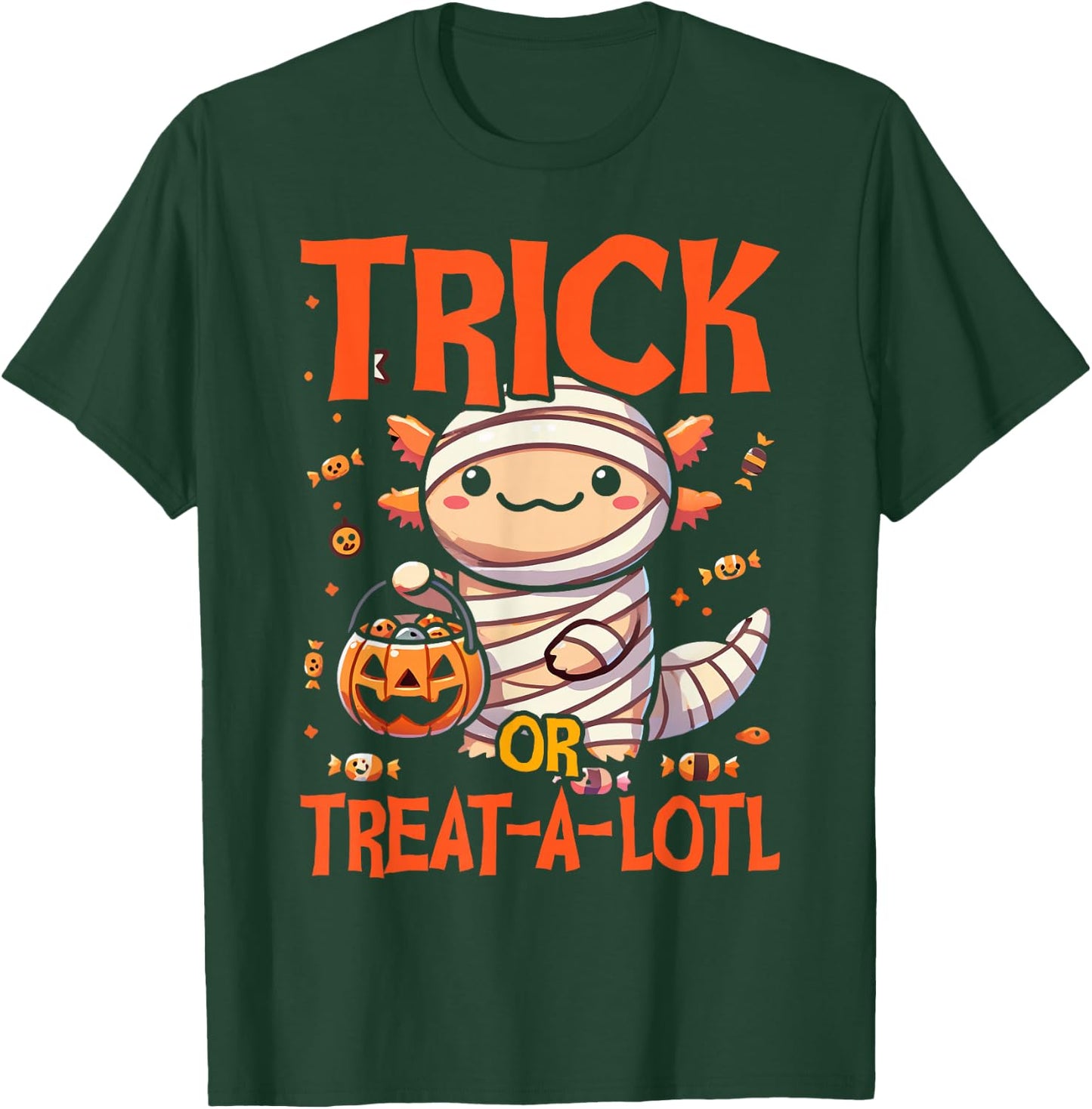 Trick or Treat A Lotl Axolotl Halloween Costume Toddler Kids T-Shirt - T-Shirt | Forest