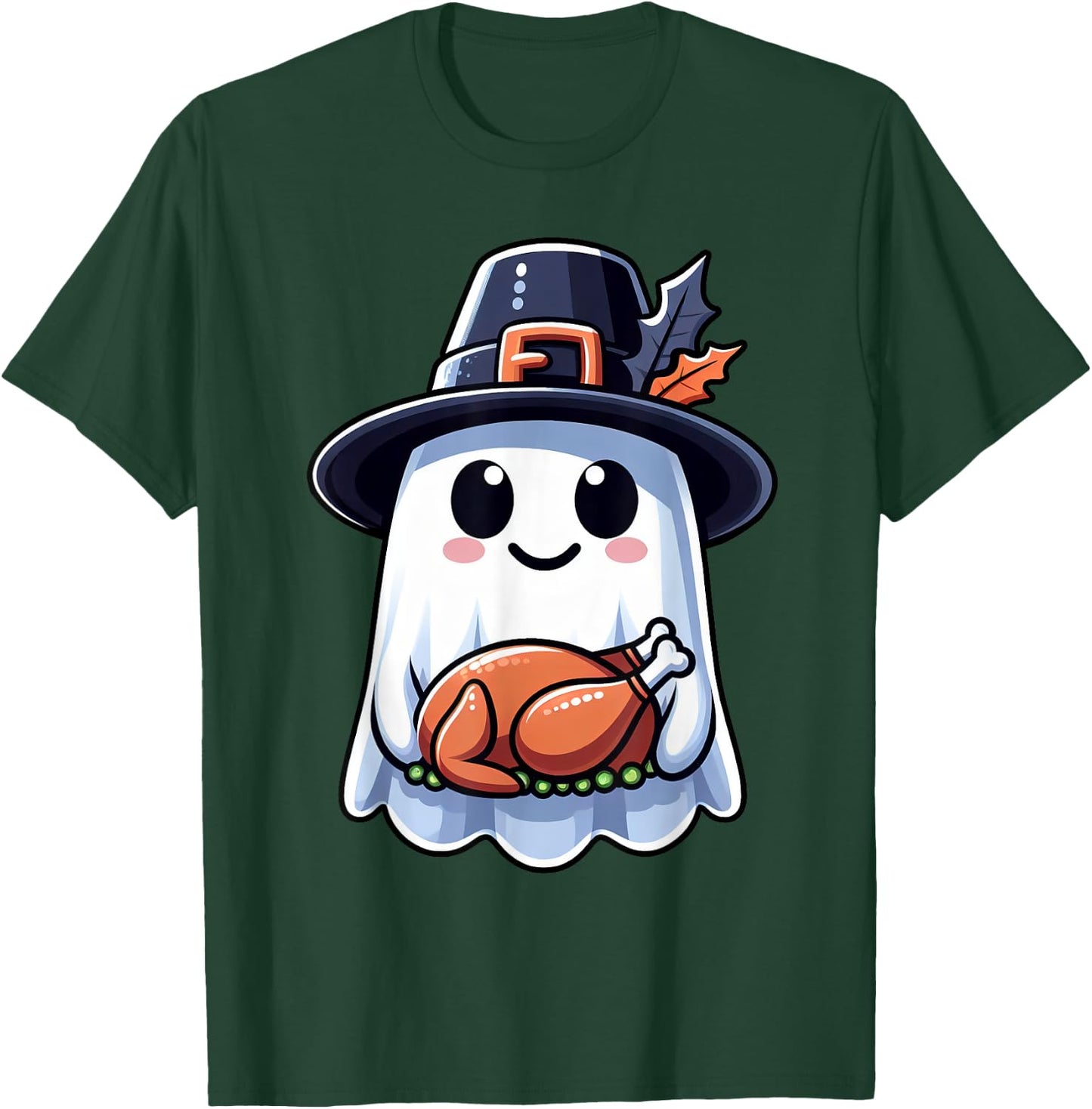Thanksgiving Ghost Turkey Pocket Cute My Boo Halloween T-Shirt - T-Shirt | Forest
