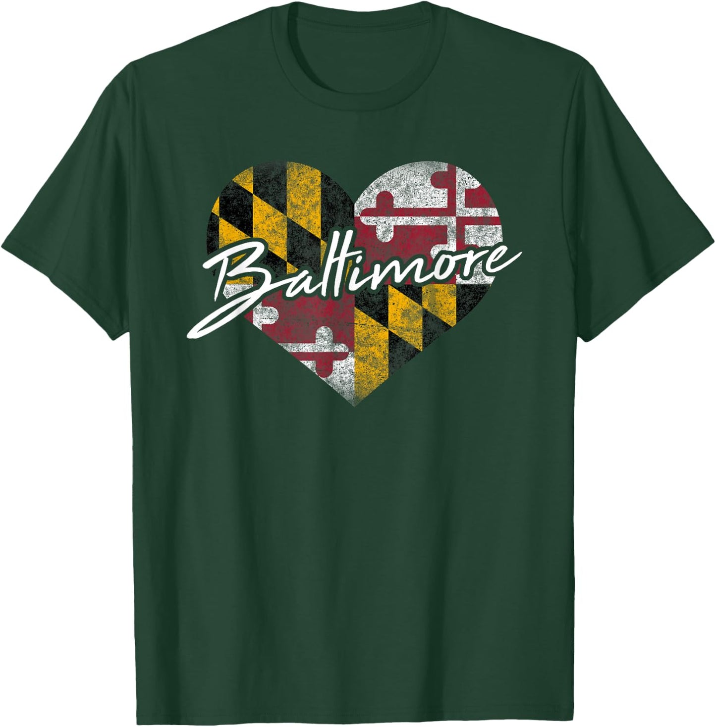 I Love Baltimore State of Maryland Flag Heart Gift T-Shirt - T-Shirt | Forest