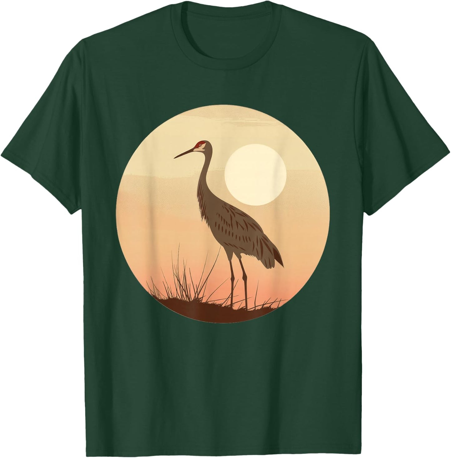 Sandhill Crane Vintage Sunset T-Shirt - T-Shirt | Forest