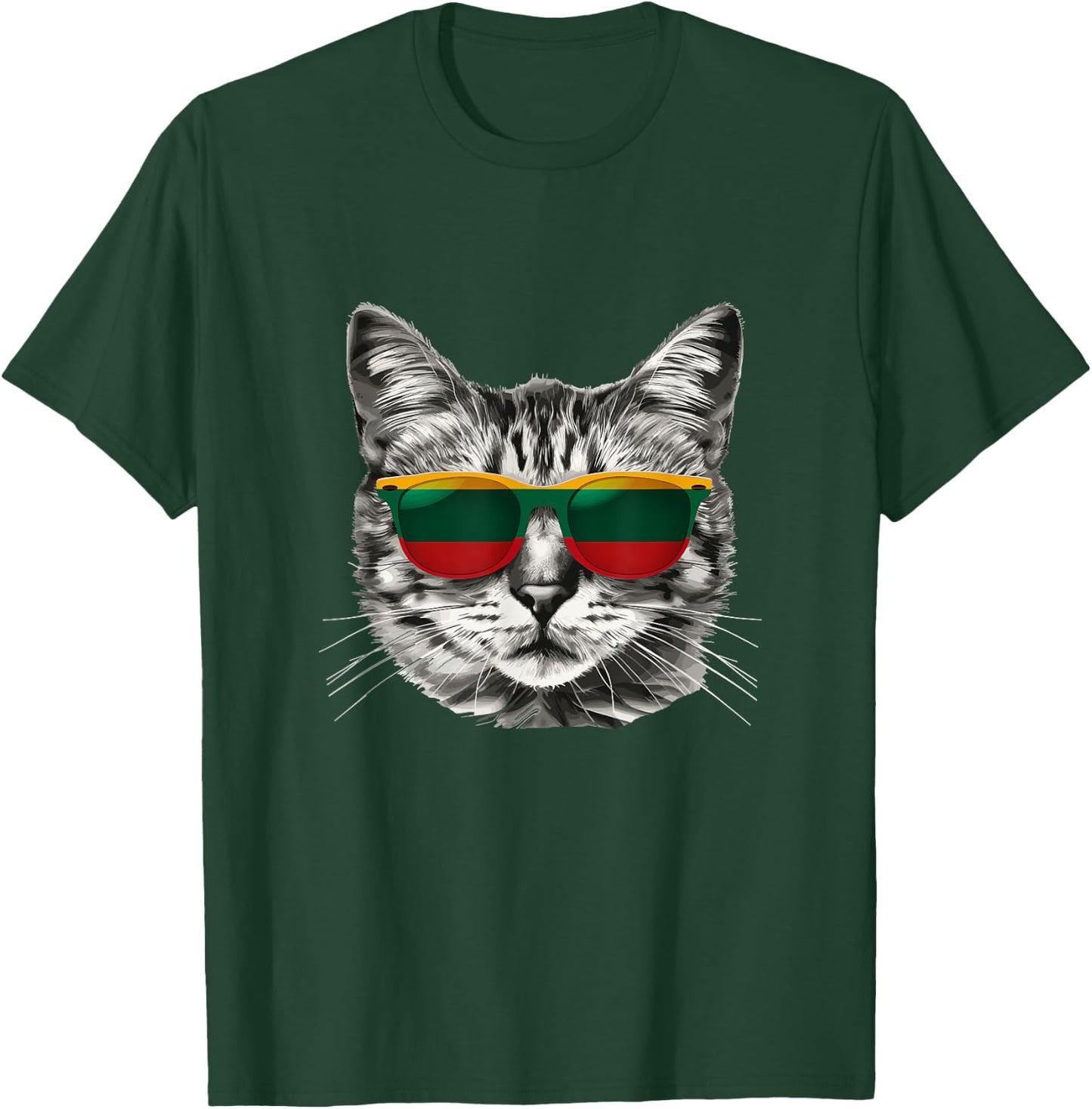 Lithuanian Flag Cat Owner Souvenirs Products Kitten T-Shirt - T-Shirt | Forest