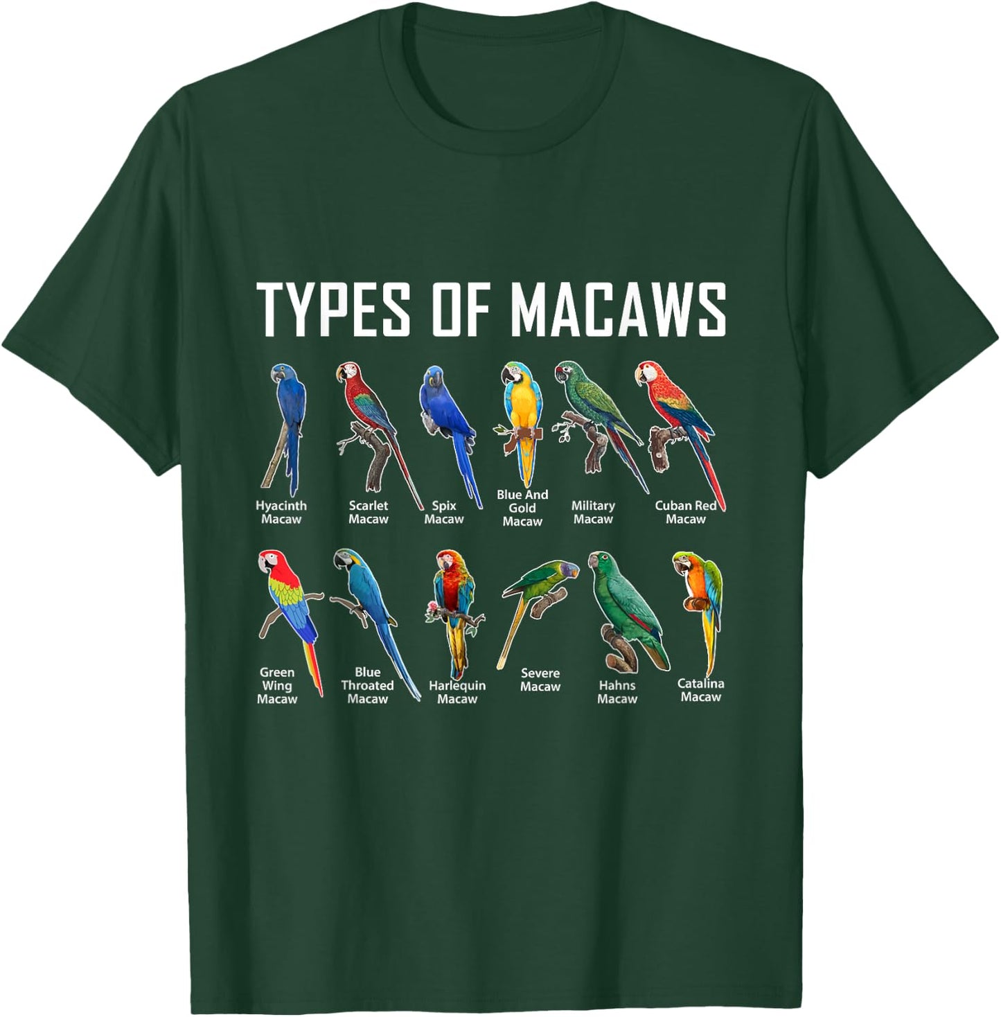 Types of Macaws Shirt Macaw Shirt Blue Yellow Hybrid Macaw T-Shirt - T-Shirt | Forest