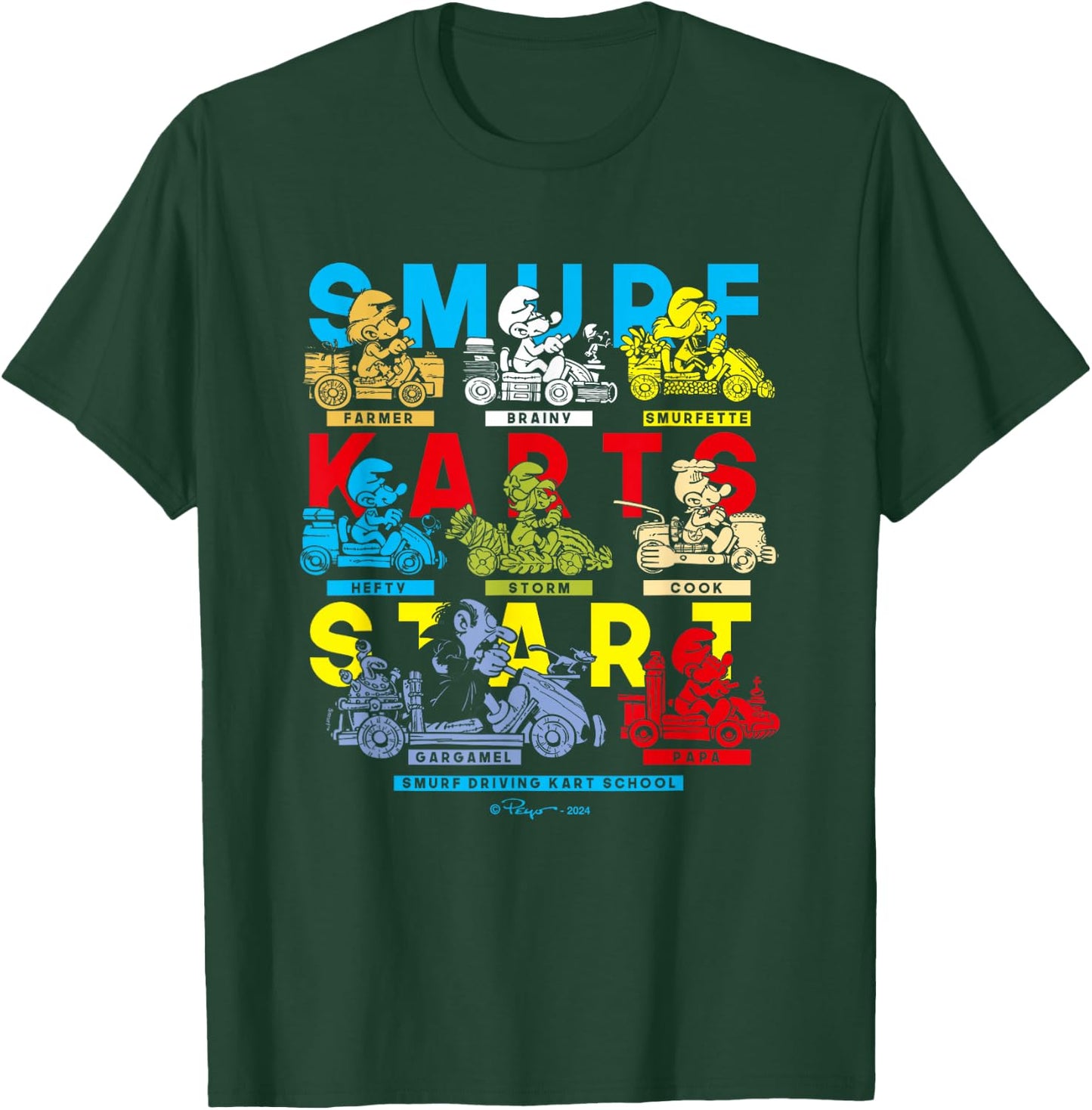 The Smurfs Smurf Karts Start Driving School Logo Vintage T-Shirt - T-Shirt | Forest