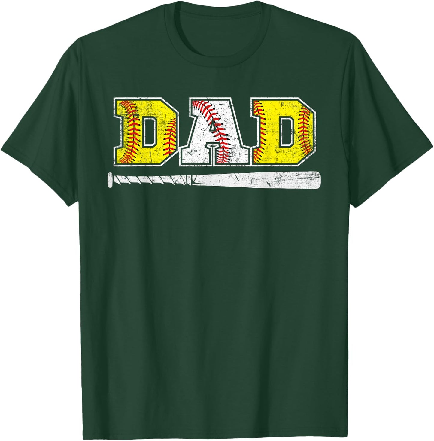 Baseball Dad Softball Father's Day Daddy Sport Lovers T-Shirt - T-Shirt | Forest