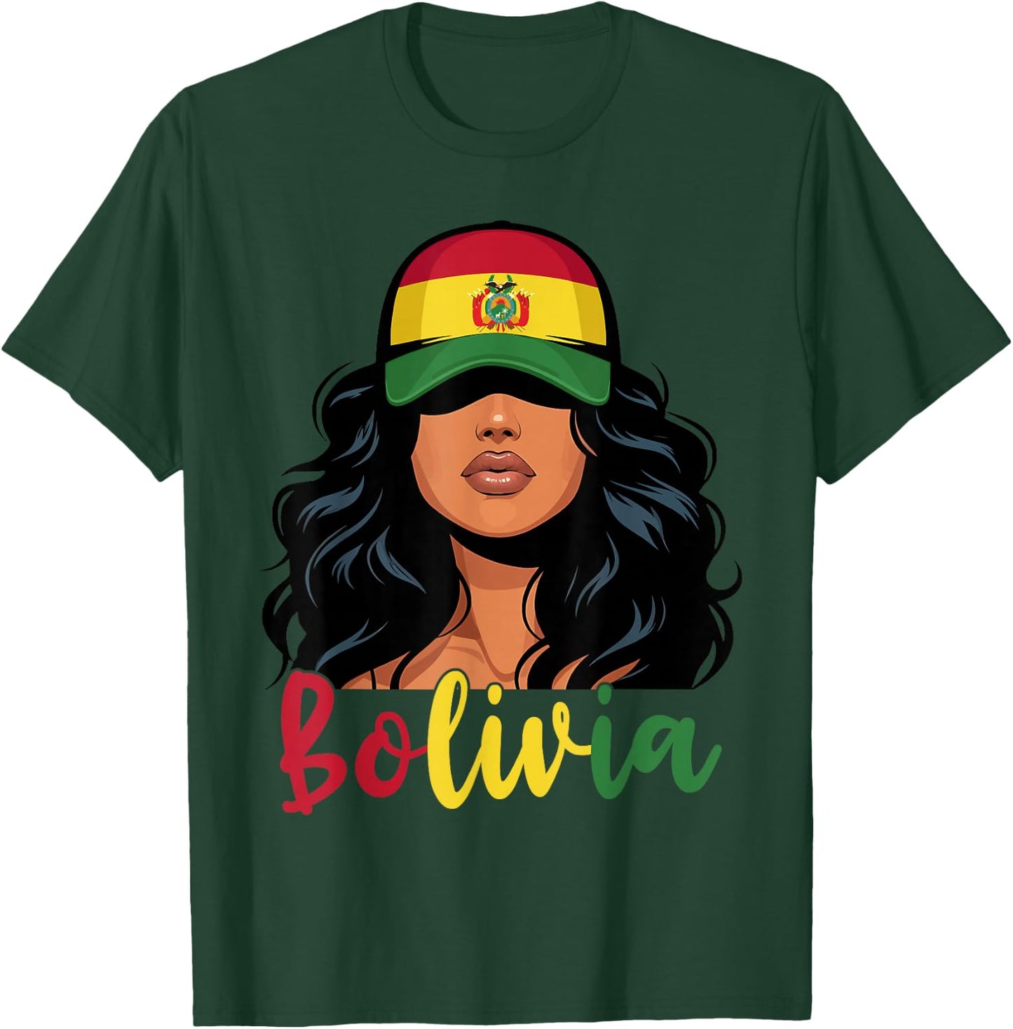 Bolivian Girl Bolivia Flag Proud Boliviana Women T-Shirt - T-Shirt | Forest