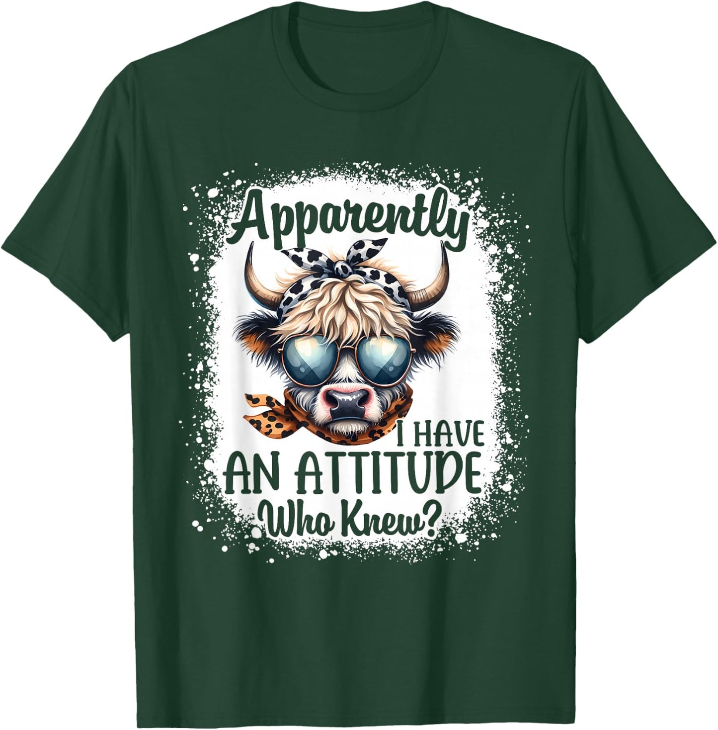 Apparently I Have An Attitude Who Knew Bleached Highland Cow T-Shirt - T-Shirt | Forest