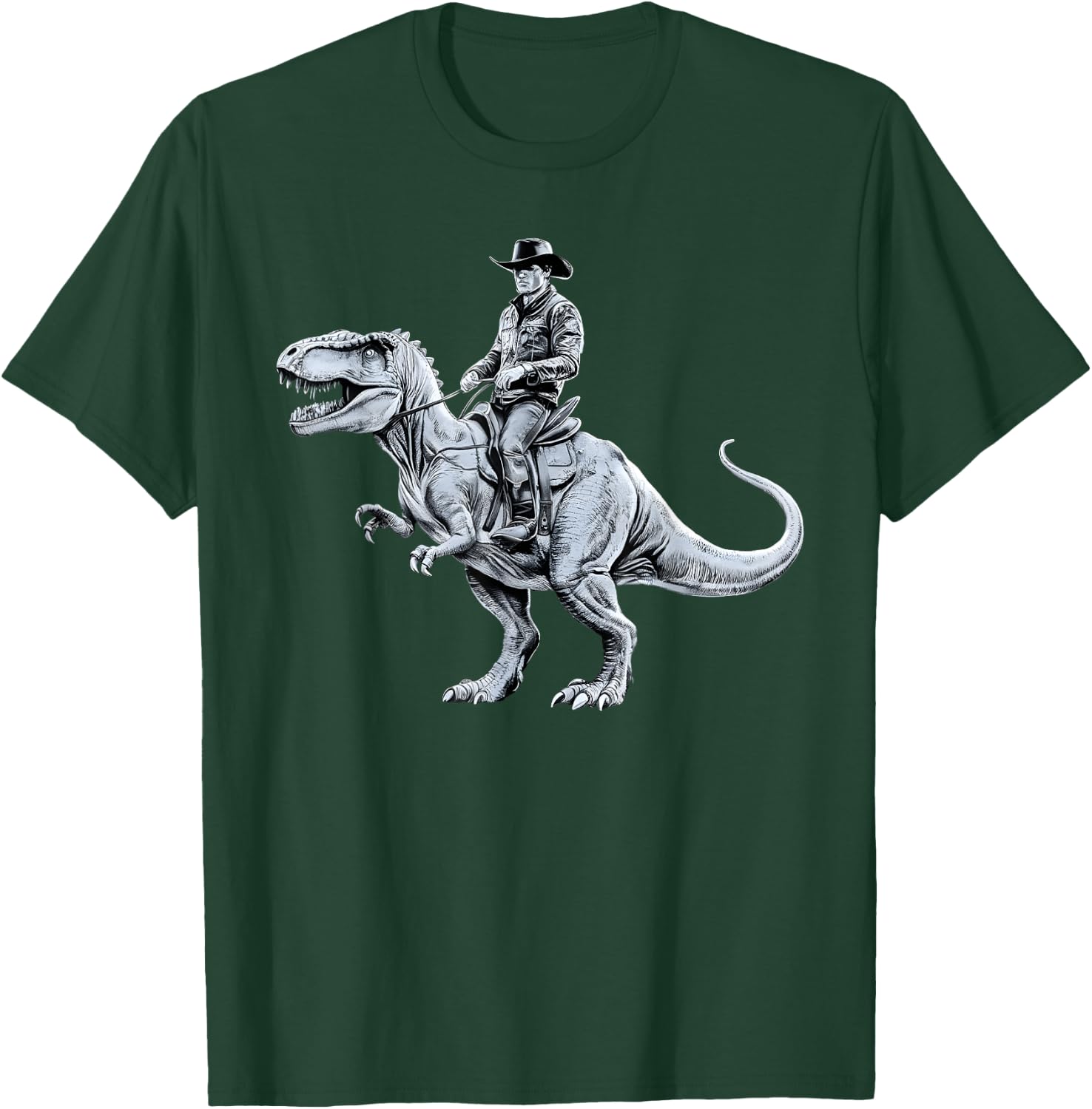 Dinosaur Funny Cowboy Cowgirl Western Country Graphic art T-Shirt - T-Shirt | Forest
