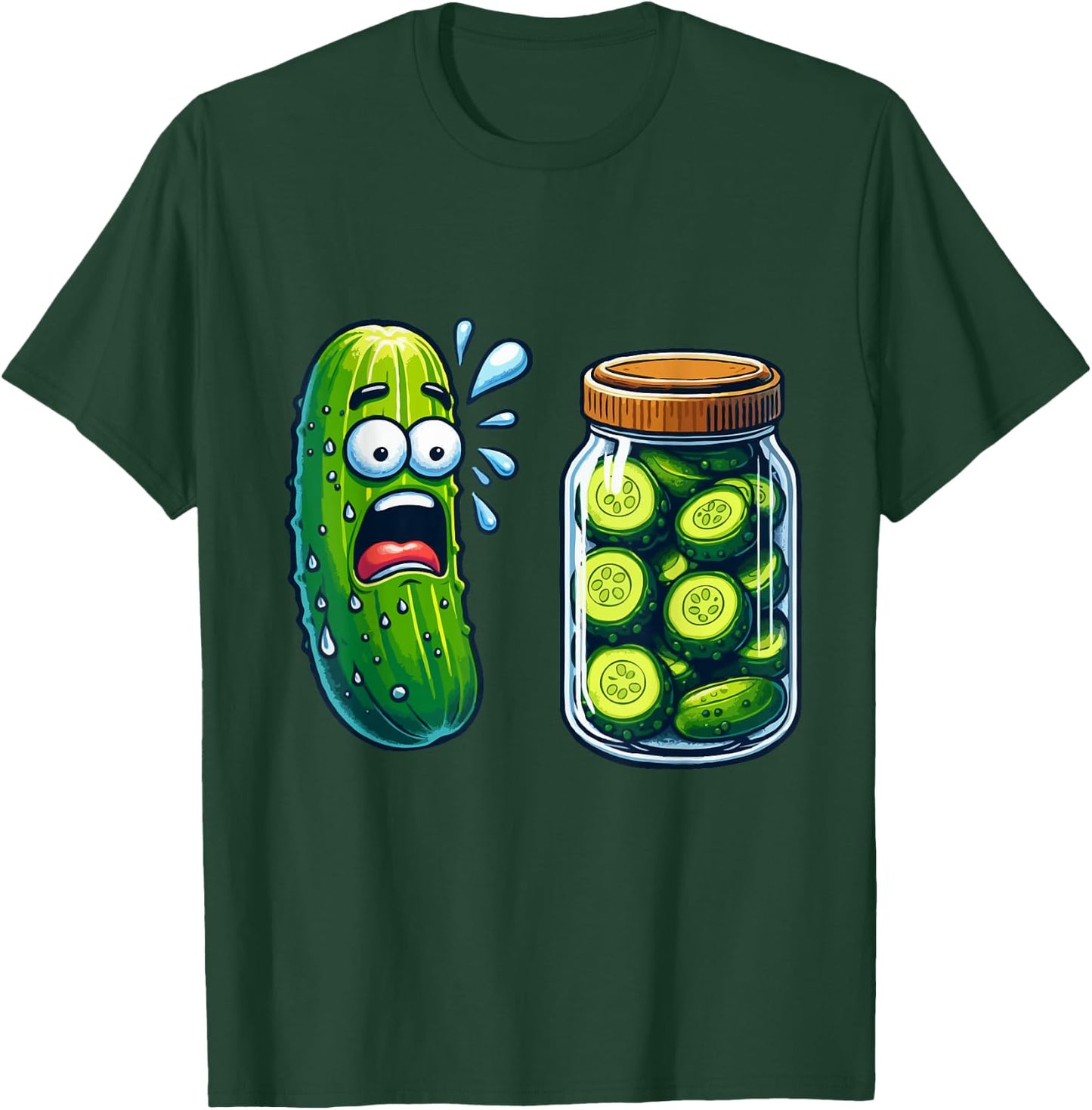 Funny Pickle Surprise Cucumber And Jar Of Pickles Boys Kids T-Shirt - T-Shirt | Forest