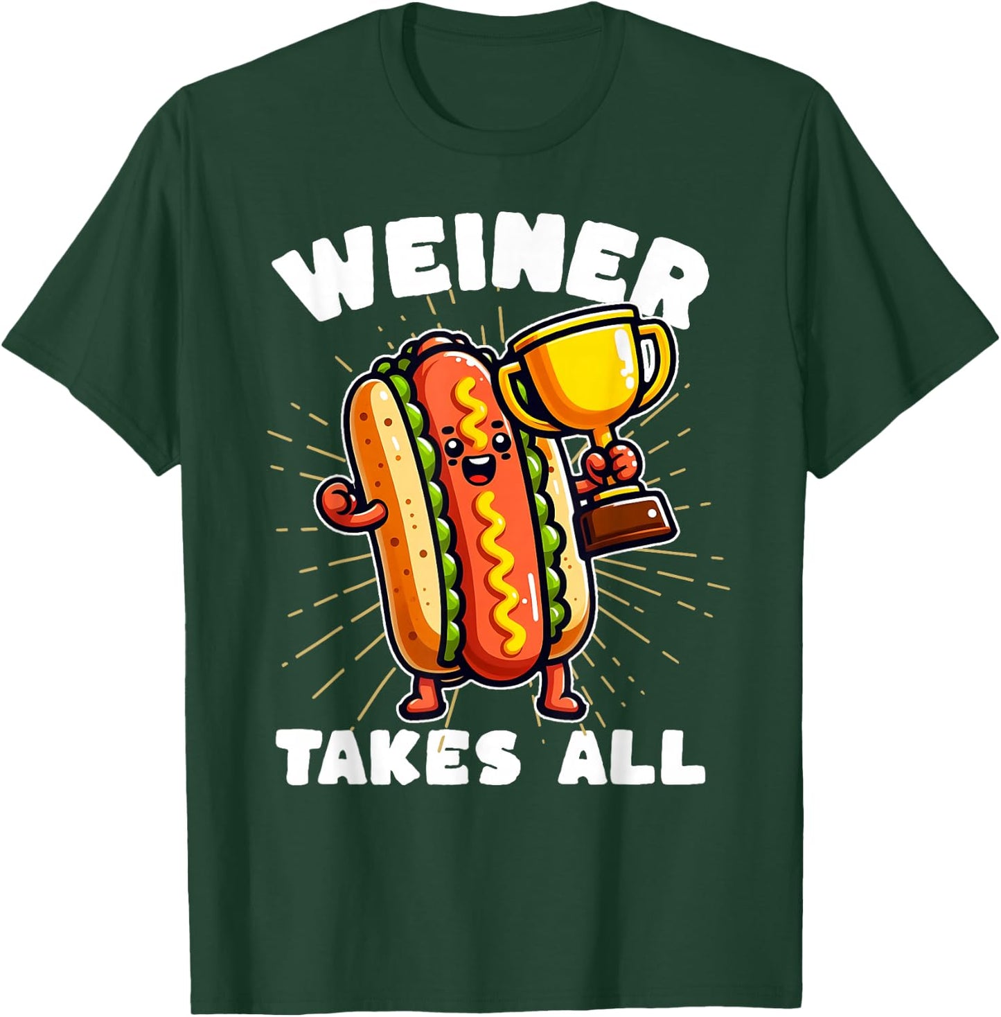 Funny Hot Dogs and Sausage Weiner Takes All Competitive T-Shirt - T-Shirt | Forest