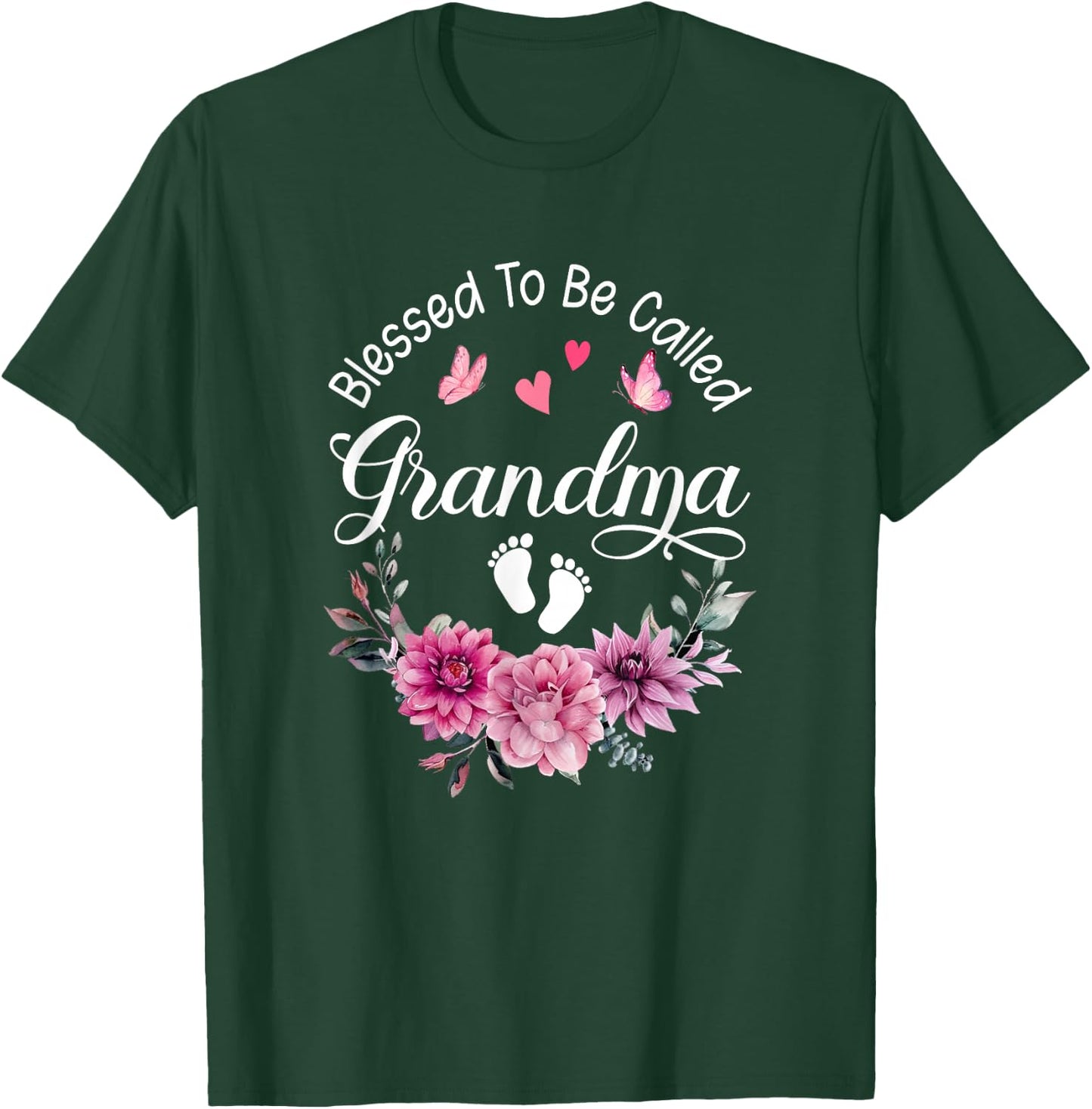 Blessed To Be Called Grandma Women Floral Decor Grandma T-Shirt - T-Shirt | Forest